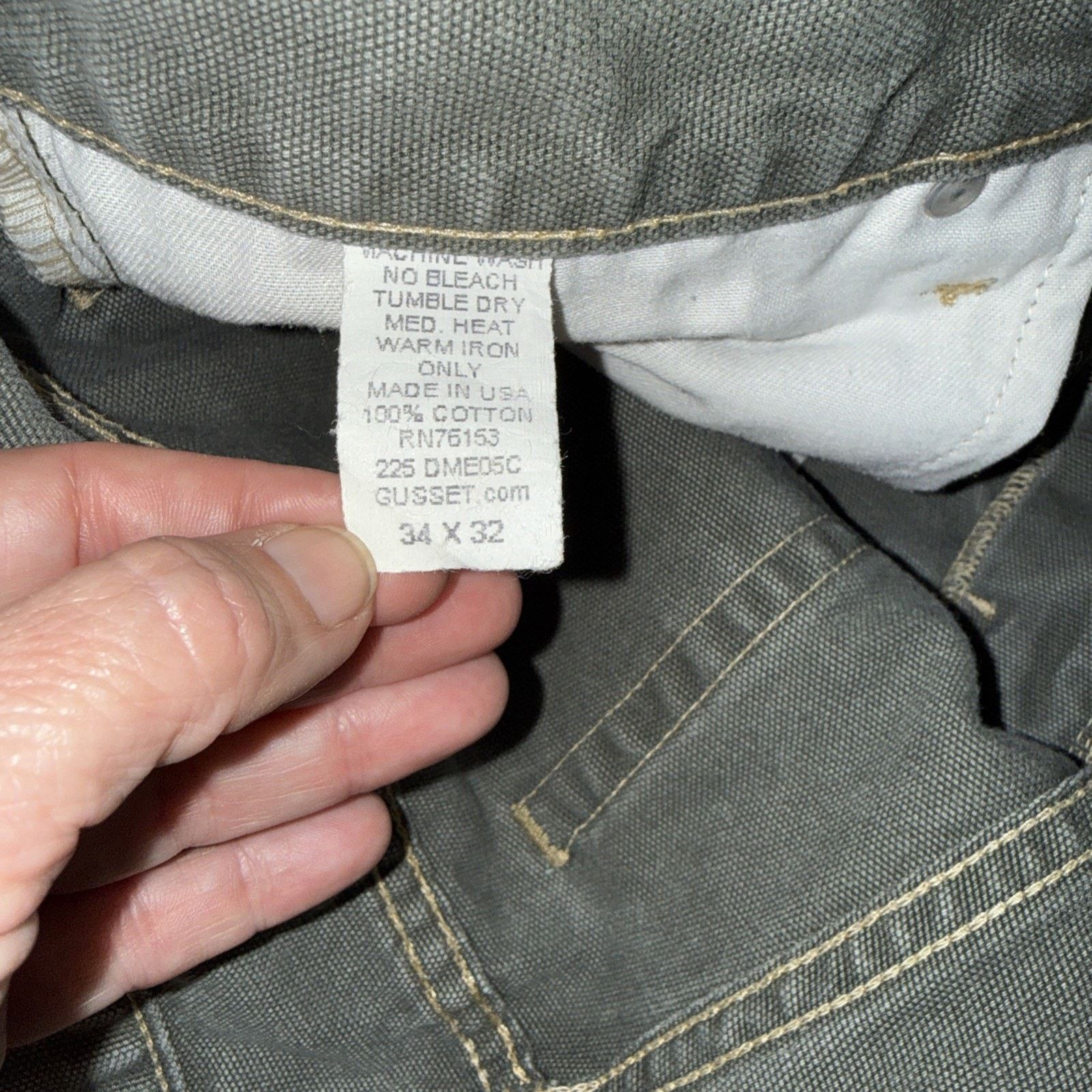 Other Diamond Gusset Canvas Work Pant Olive Green 34x31 Workwear Size US 34 / EU 50 - 7 Thumbnail