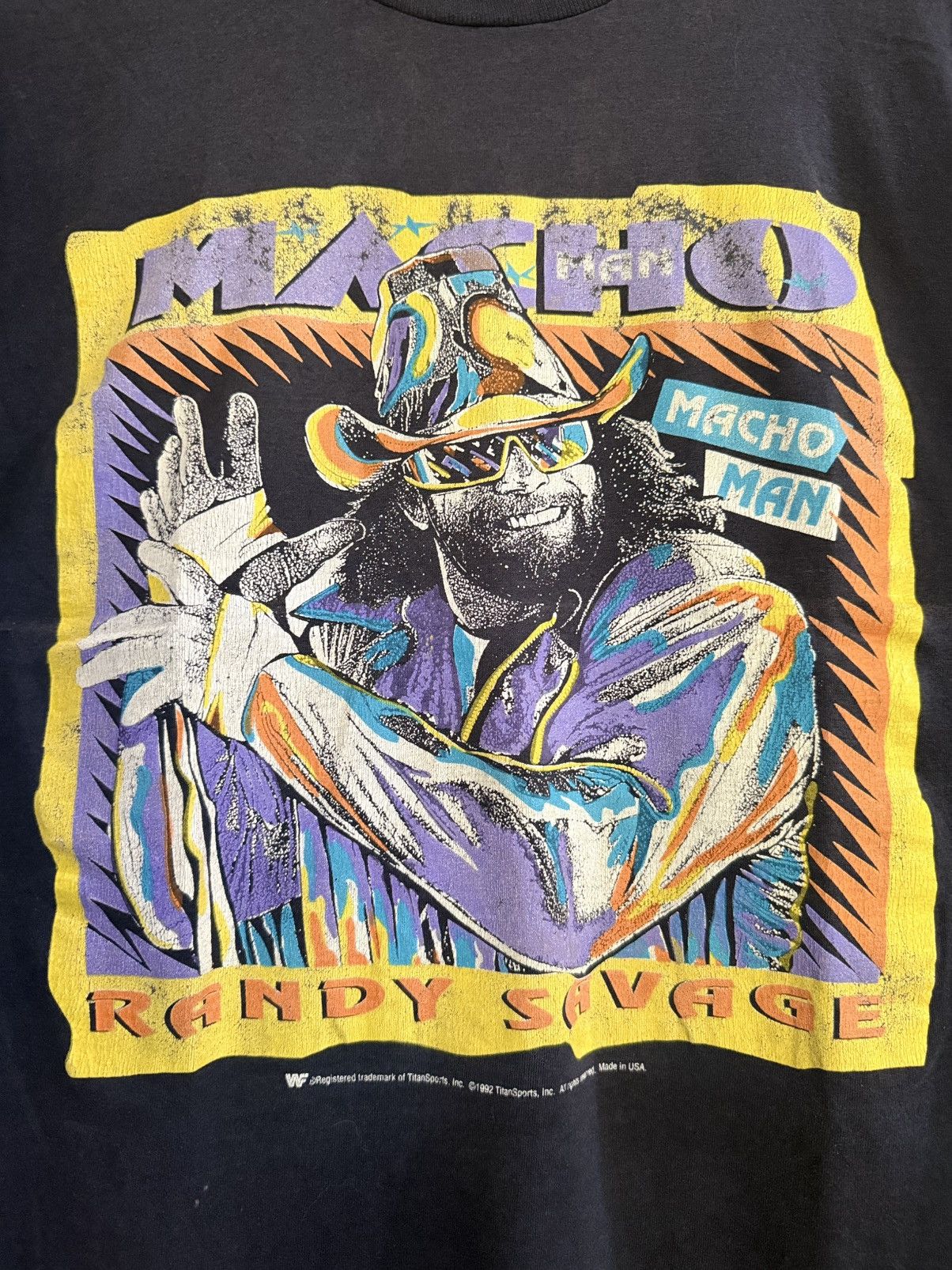 WWF Thrashed Vintage 90s Macho Man Randy Savage Boxy Wwf Faded Size US L / EU 52-54 / 3 - 2 Thumbnail