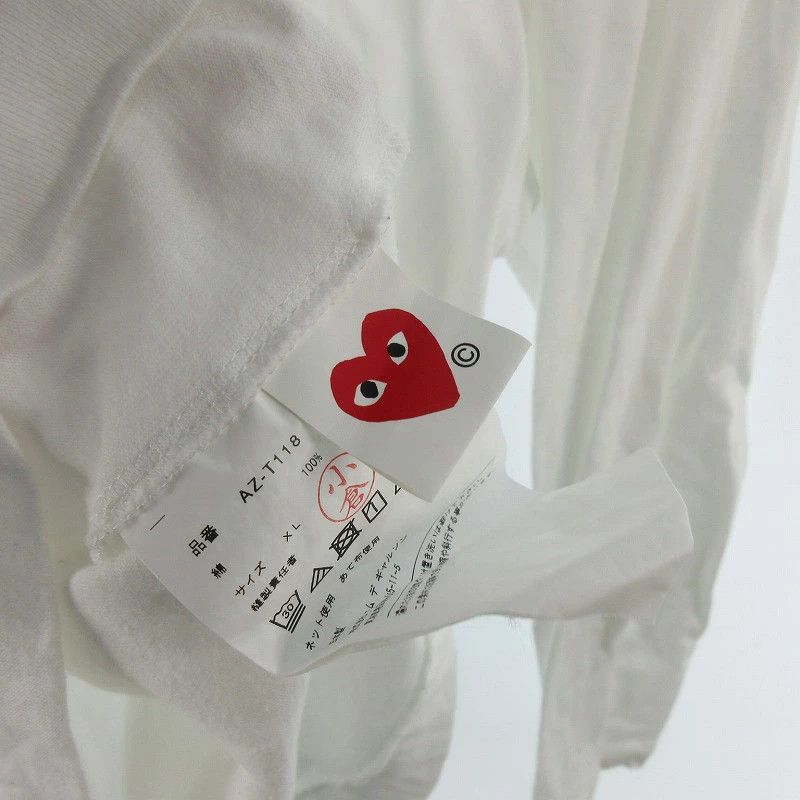 Comme des Garcons PLAY T-Shirts Long Sleeve Heart Patch Cotton Crewneck White Size US XL / EU 56 / 4 - 6 Thumbnail