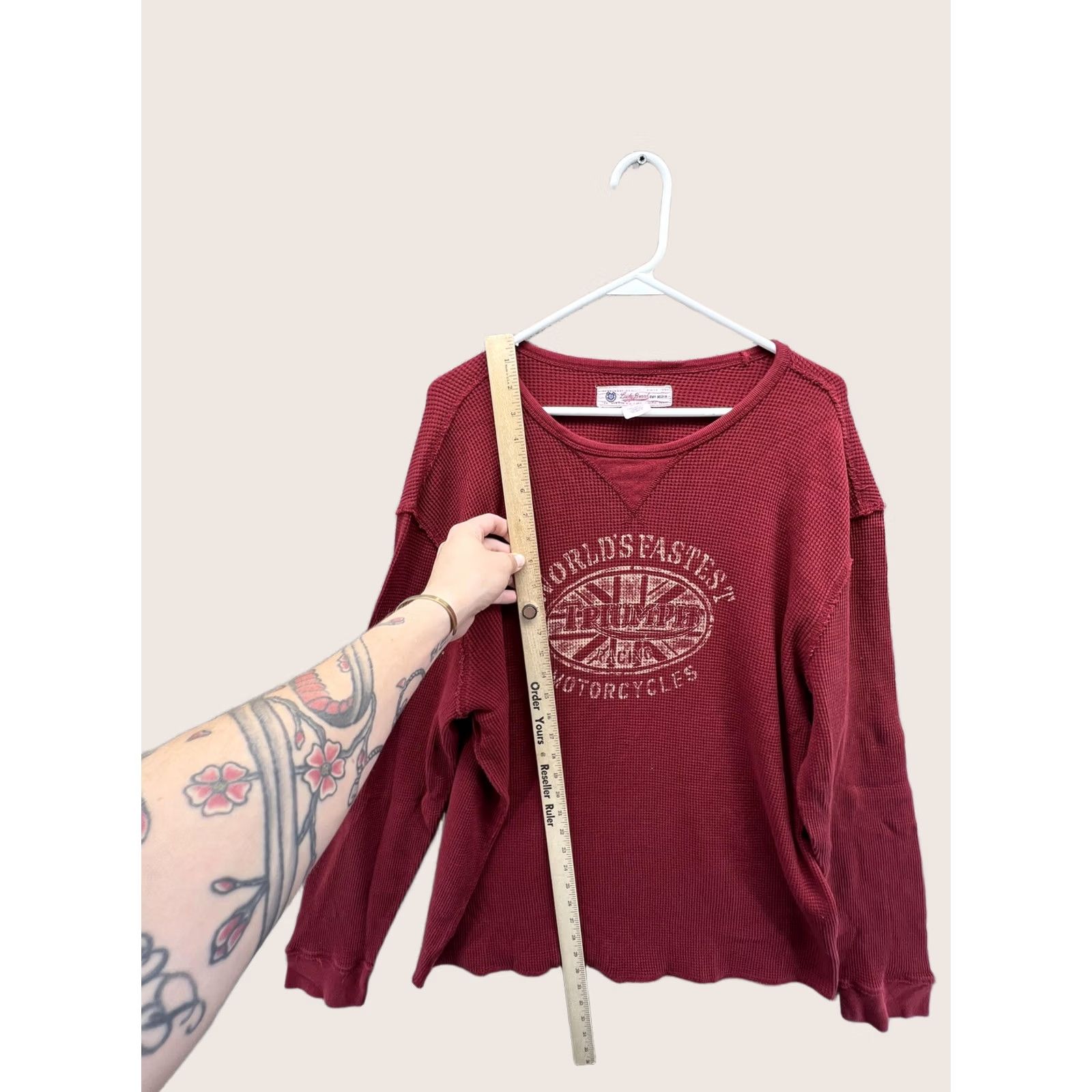 Lucky Brand Lucky Brand Shirt Mens 2XL Red Thermal Triumph Motorcycles Long Sleeve Tee Size US XXL / EU 58 / 5 - 1 Thumbnail