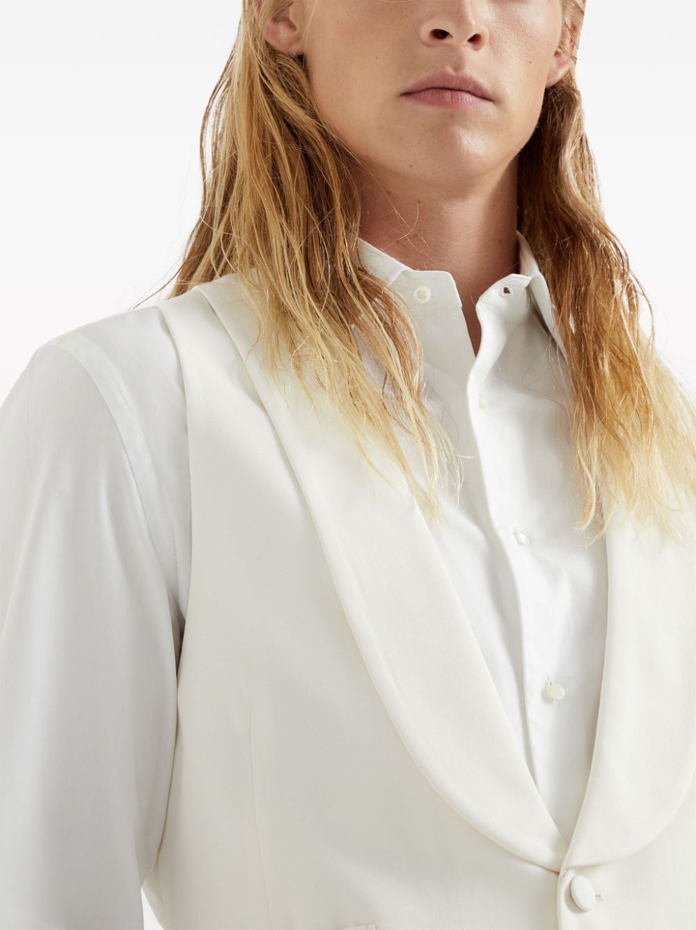 Brunello Cucinelli Waistcoat in Open White Size US L / EU 52-54 / 3 - 2 Thumbnail