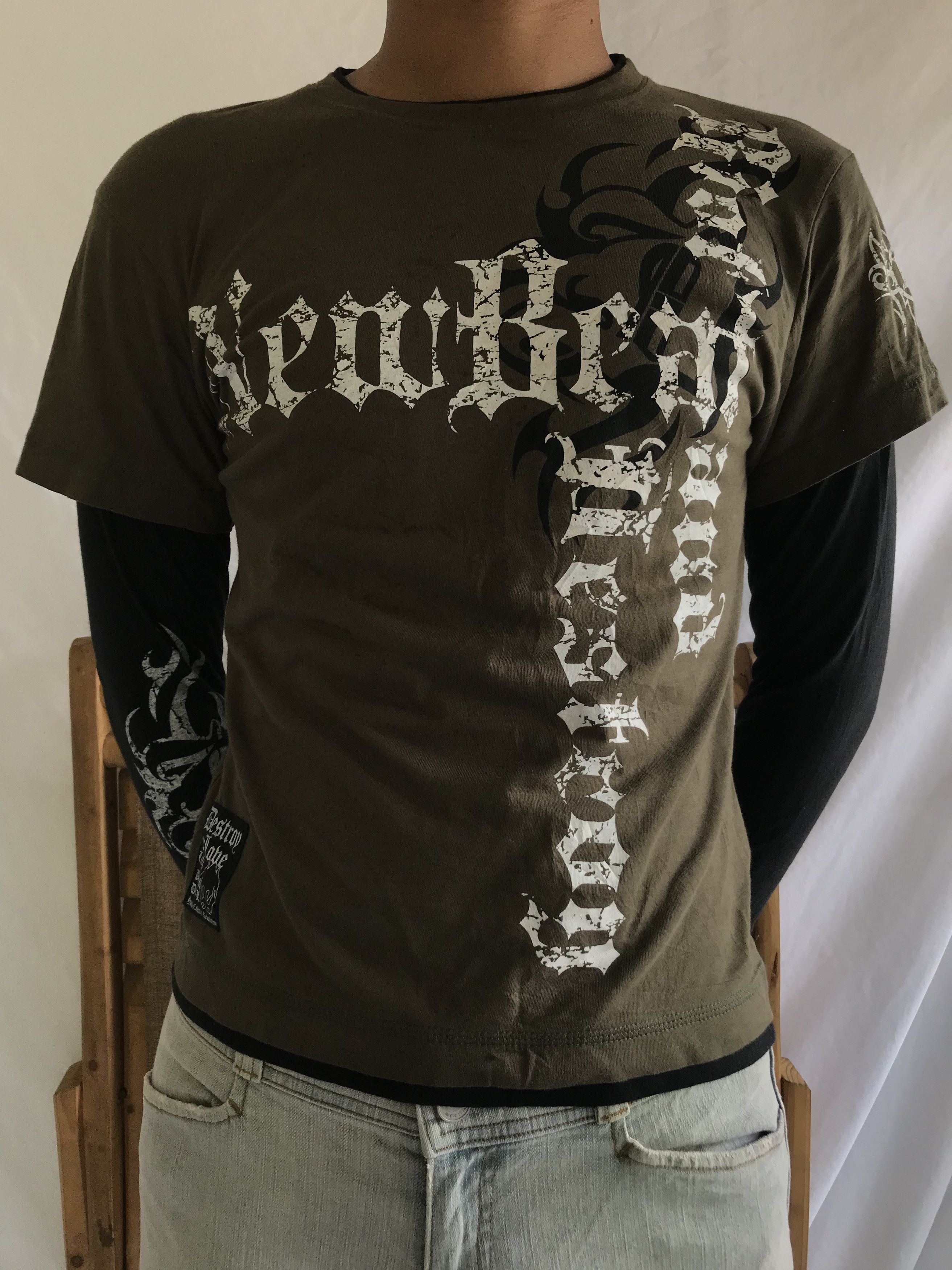Japanese Brand Jeaning Wild "Riot and Destroy" Tribal Print Longsleeve Size US XS / EU 42 / 0 - 1 Thumbnail
