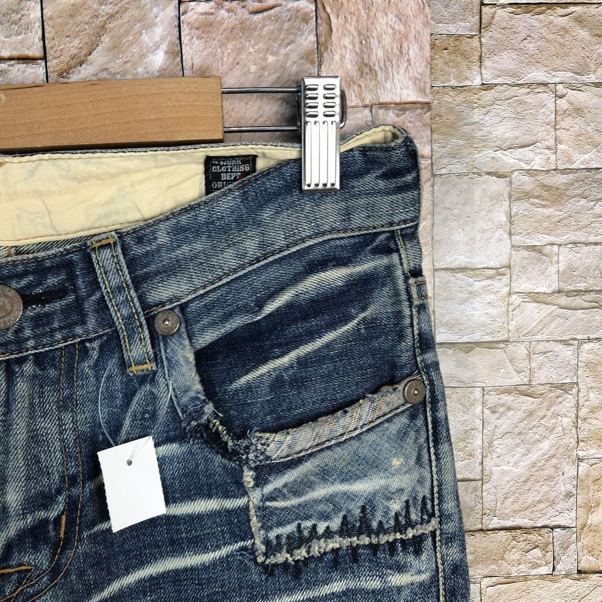 Japanese Brand Bartack Works Blue Distressed Denim Pants #A143 Size US 27 - 9 Thumbnail
