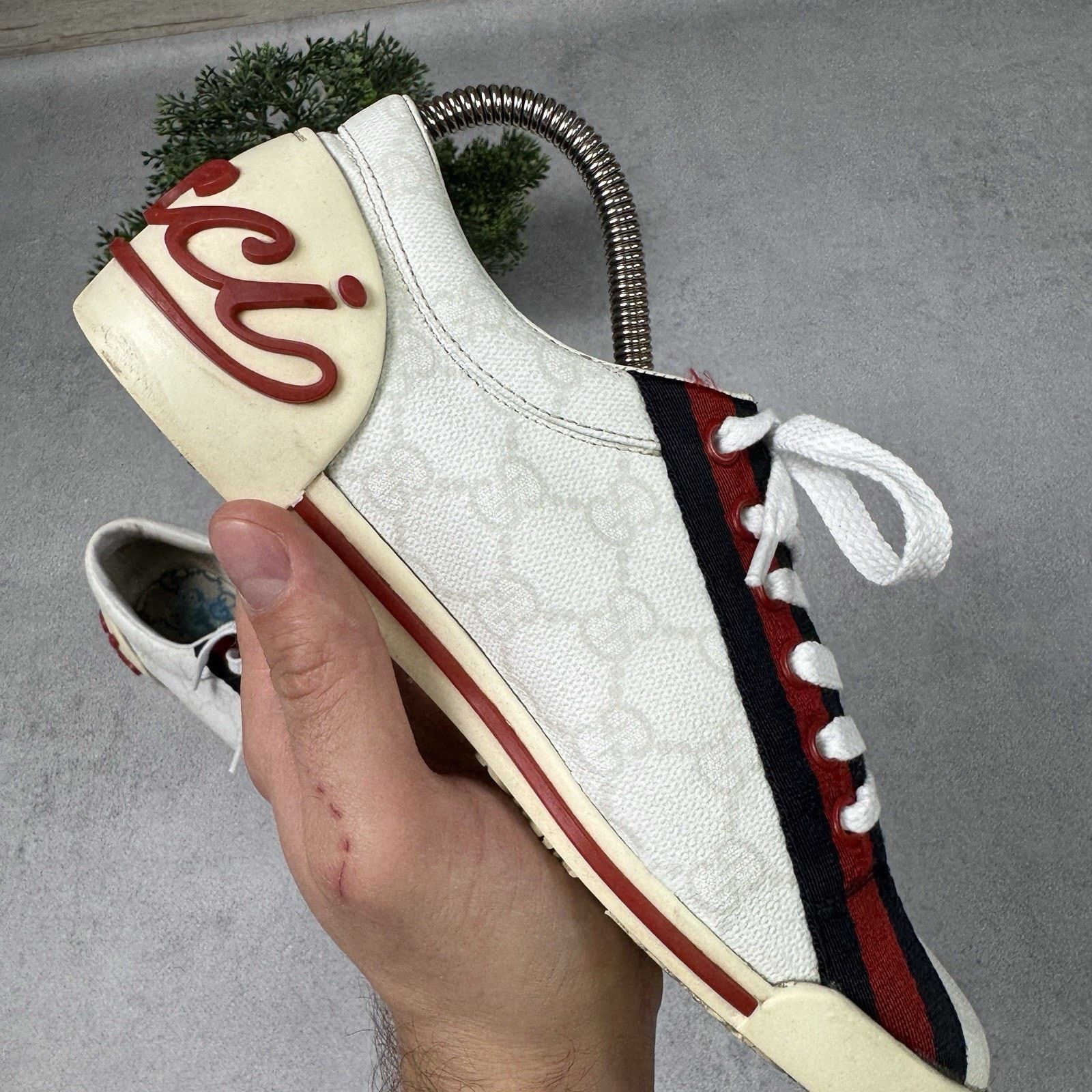 Gucci Gucci Sneakers GG Logo Monogram Stripe Leather White Y2K Size US 6 / IT 36 - 21 Thumbnail