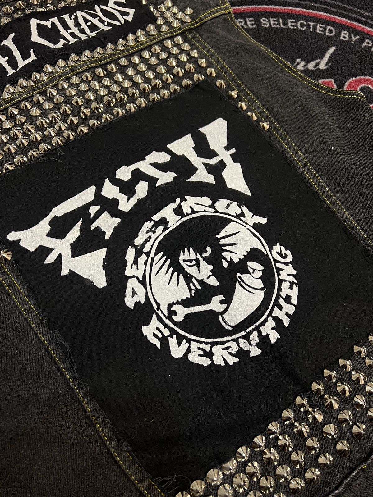 Band Tees Black Metal punk denim vest battle vest Size US XL / EU 56 / 4 - 4 Thumbnail
