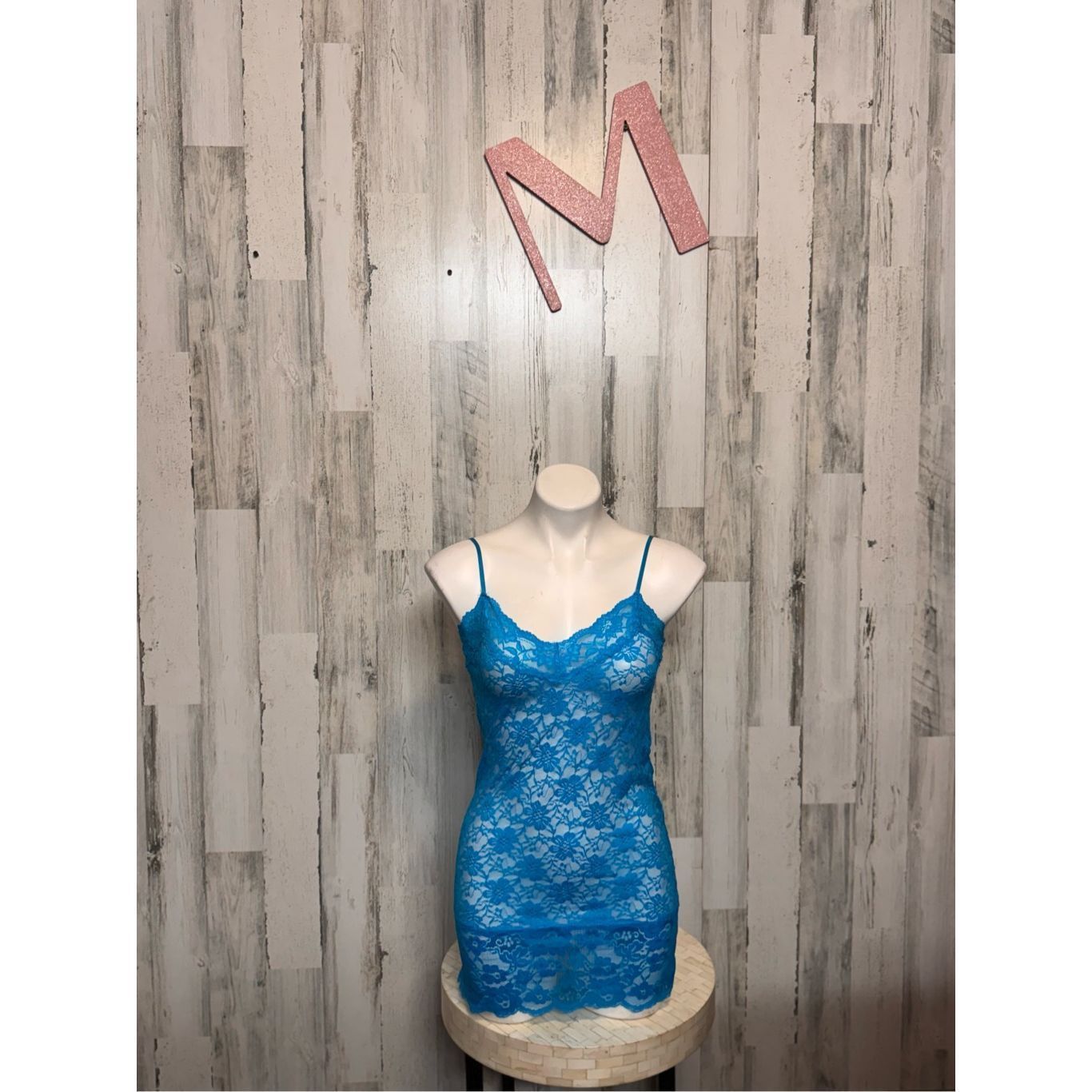Other Bozzolo Blue Sheer Floral Lace Slip Dress Lingerie Chemise W Size ONE SIZE - 1 Thumbnail