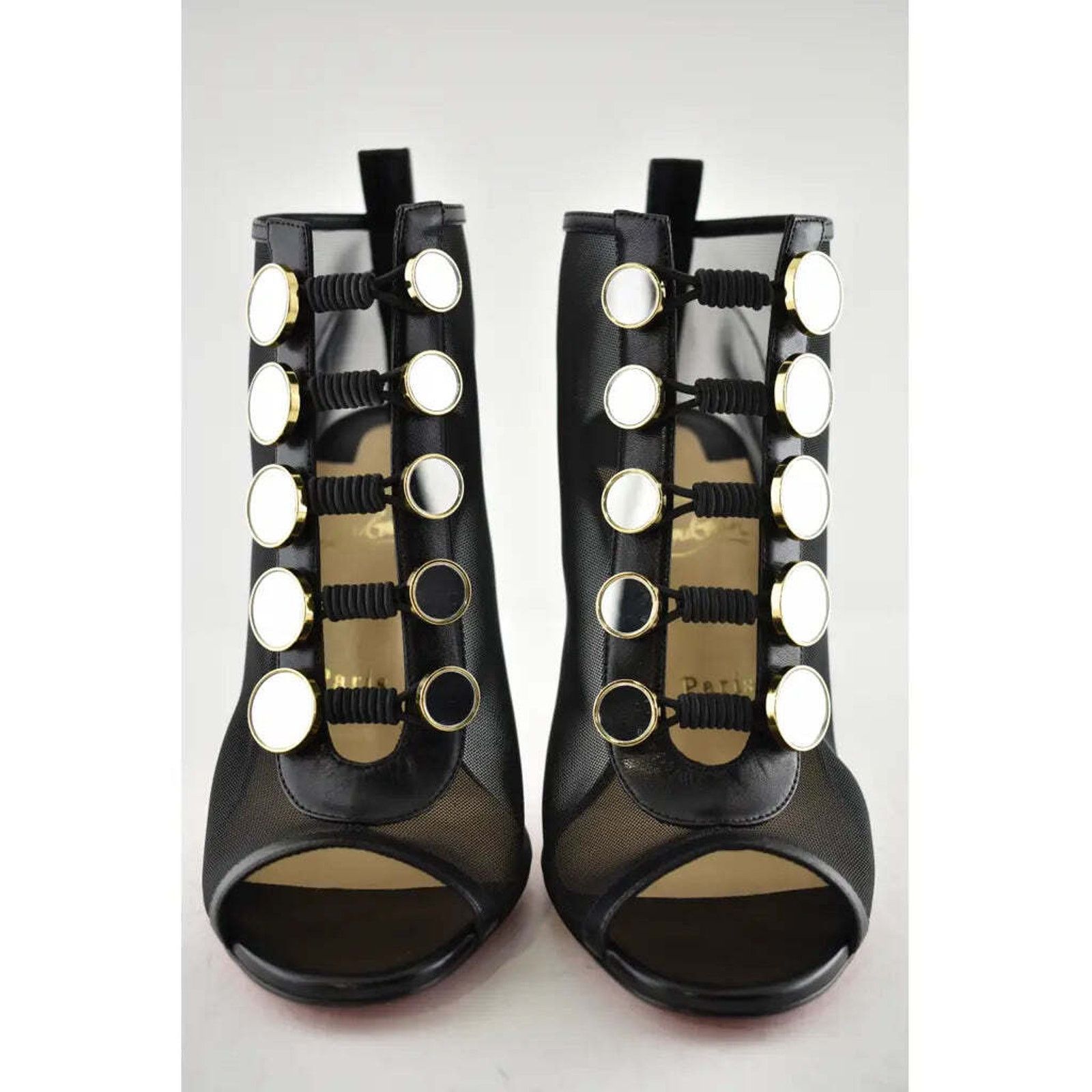 Christian Louboutin Christian Louboutin Marikate 100 Black Mesh Peep Toe Ankle Size US 7 / IT 37 - 6 Thumbnail