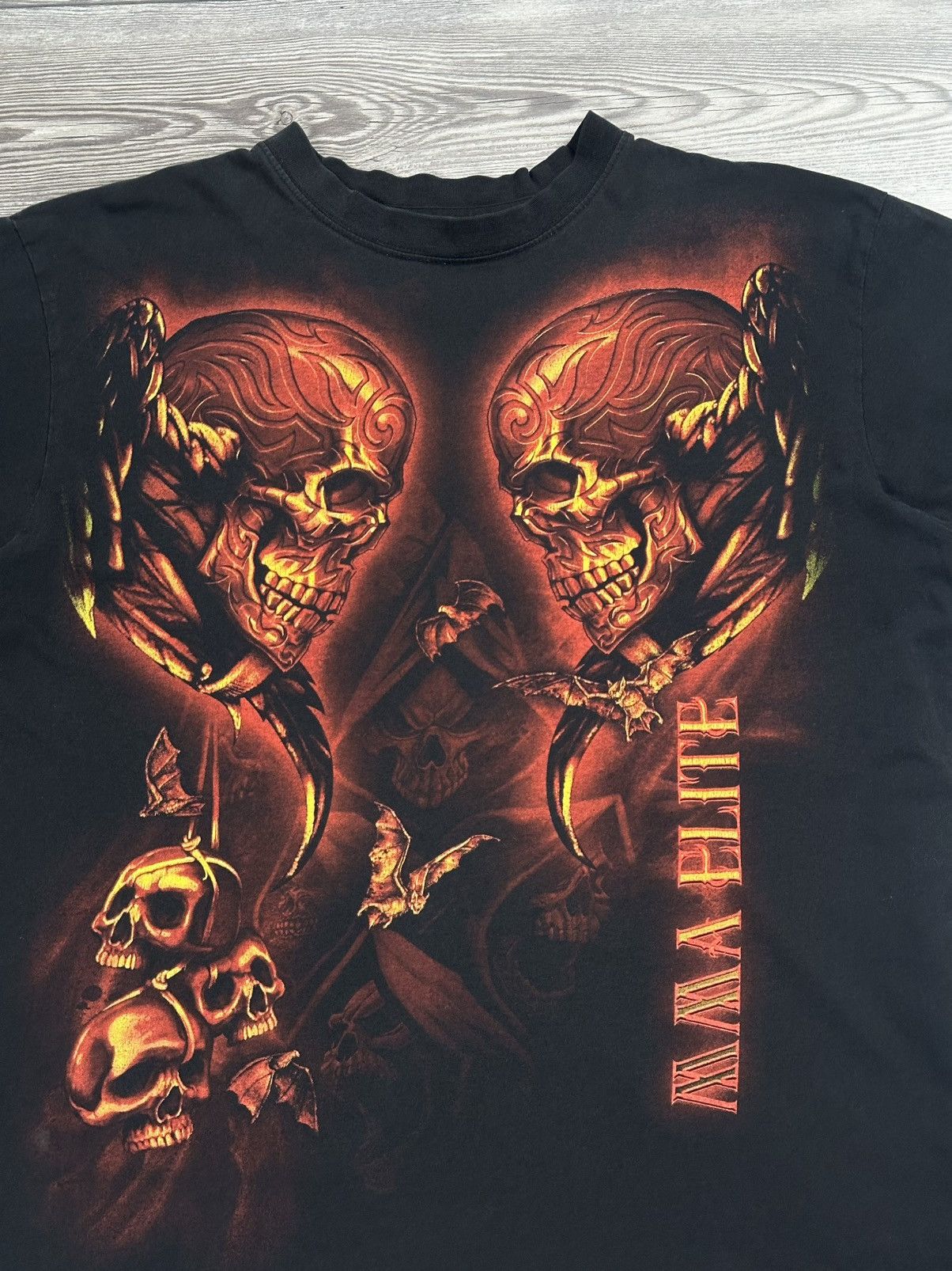 Affliction × Tapout Crazy Y2K MMA Elite Skull Grunge T Shirt Size US XL / EU 56 / 4 - 2 Thumbnail