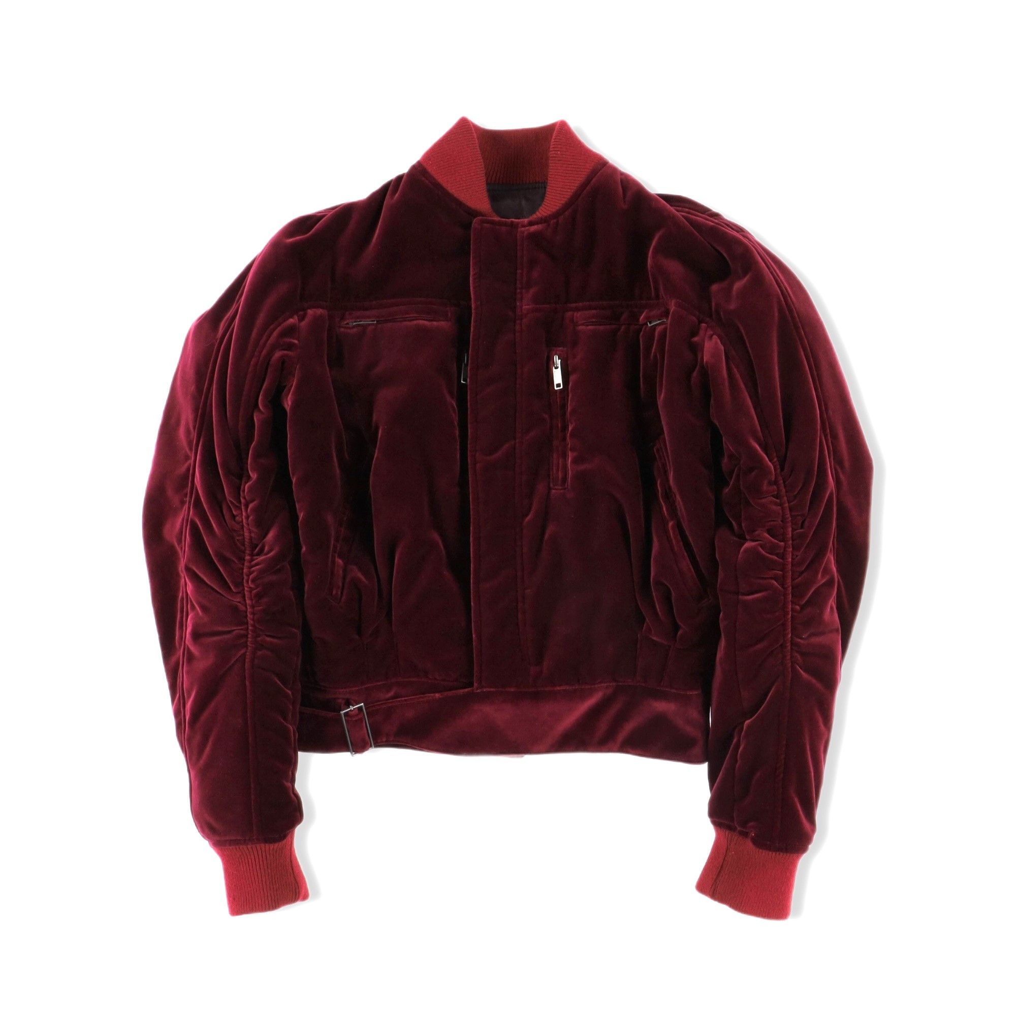 image of Haider Ackermann Burgundy Underground Velvet Biker Bomber, Men's (Size XS)