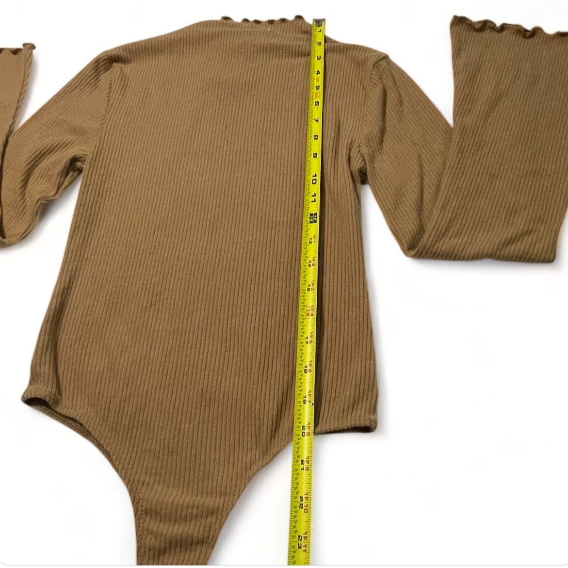 Other Just Polly Juniors' Long Bell-Sleeve Ribbed Bodysuit - Camel Size M / US 6-8 / IT 42-44 - 8 Thumbnail