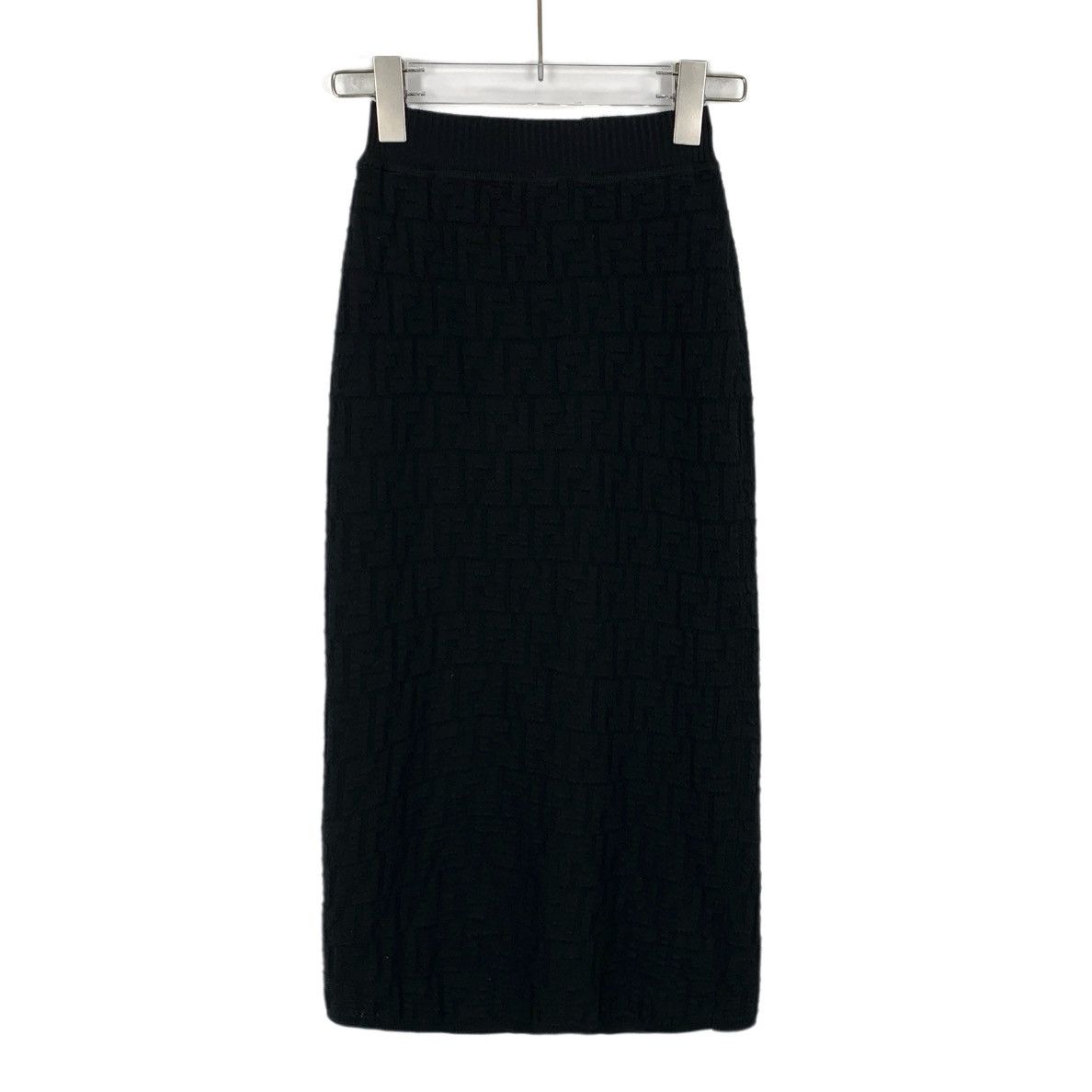 Fendi Fendi Black All-over Embossed Logo Knit Skirt K26WX Size 26" / US 2 / IT 38 - 1 Thumbnail