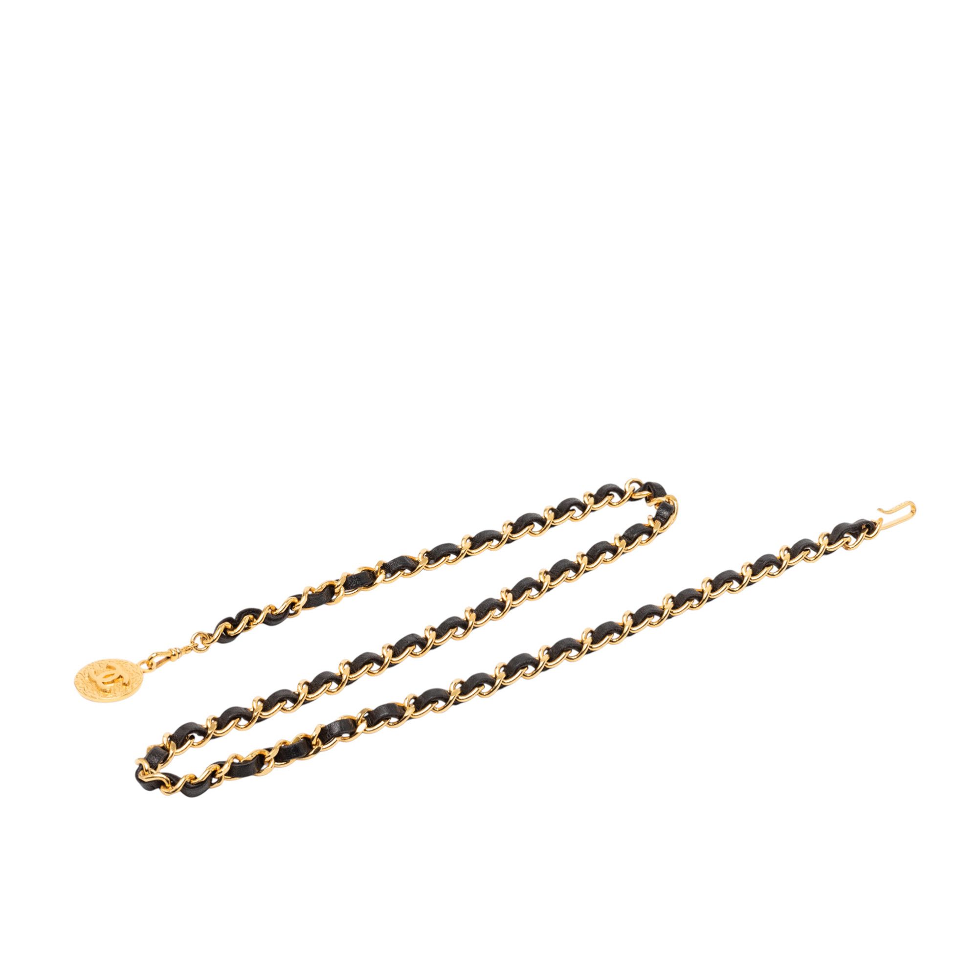 Chanel Chanel Gold Plated Leather Woven Medallion Chain Belt Size ONE SIZE - 1 Thumbnail