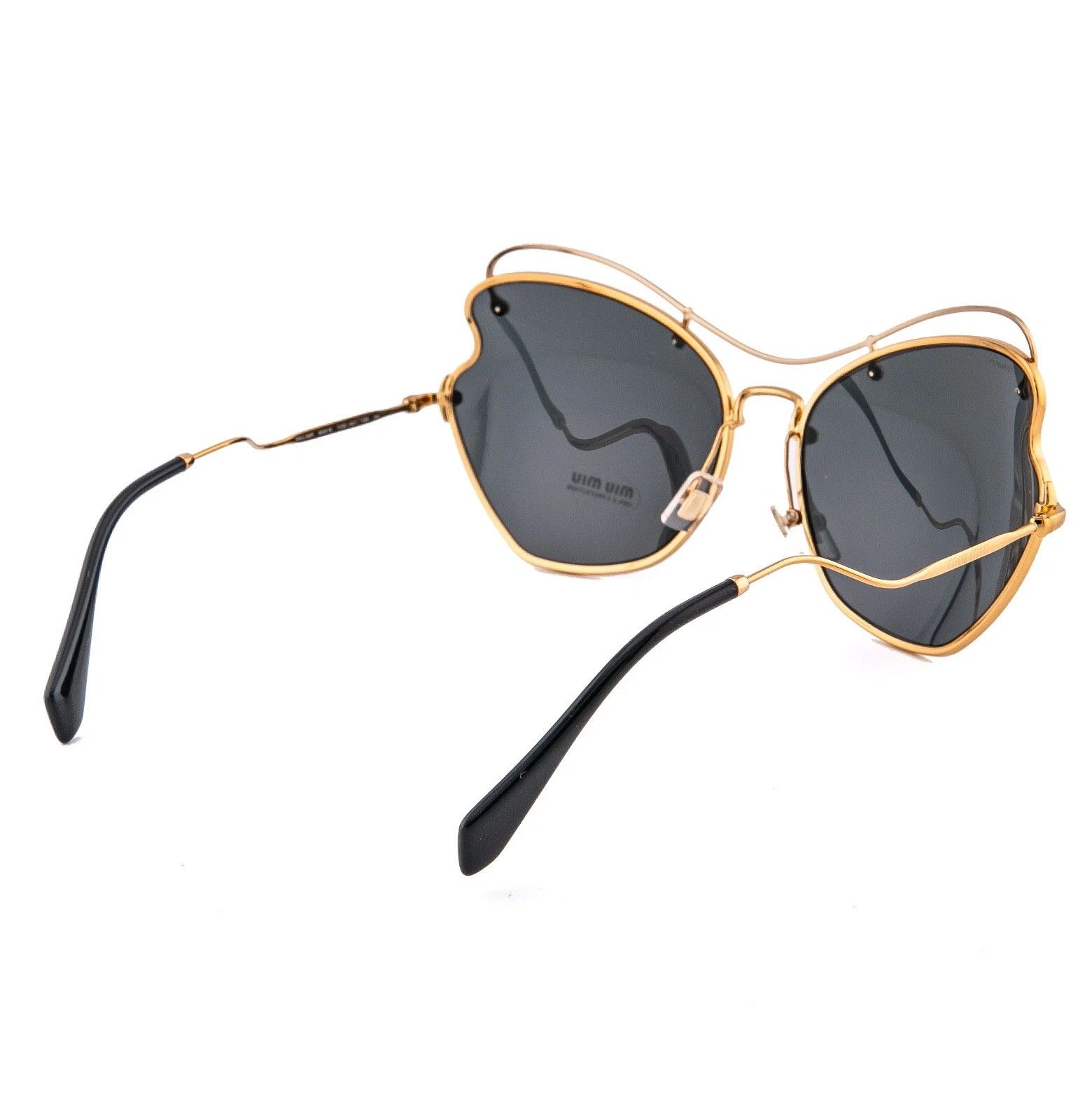 Miu Miu MIU MIU MU56RS SCENIQUE Butterfly 56R Black Gold Sunglasses Size ONE SIZE - 6 Thumbnail