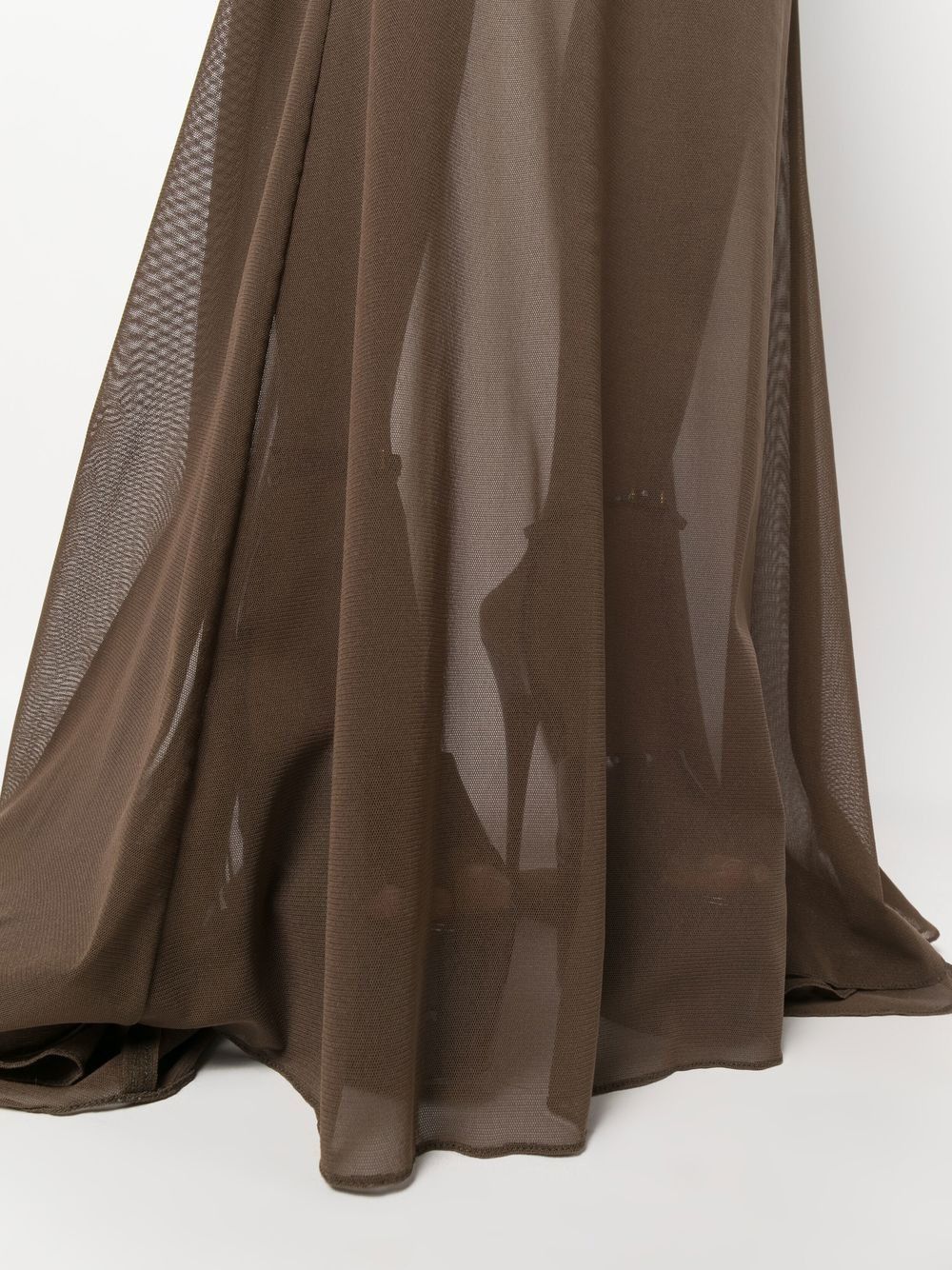 Saint Laurent Paris o1s1wg110325 717931 Long Skirt in Stretch Tulle in Brown Size 30" / US 8 / IT 44 - 4 Thumbnail