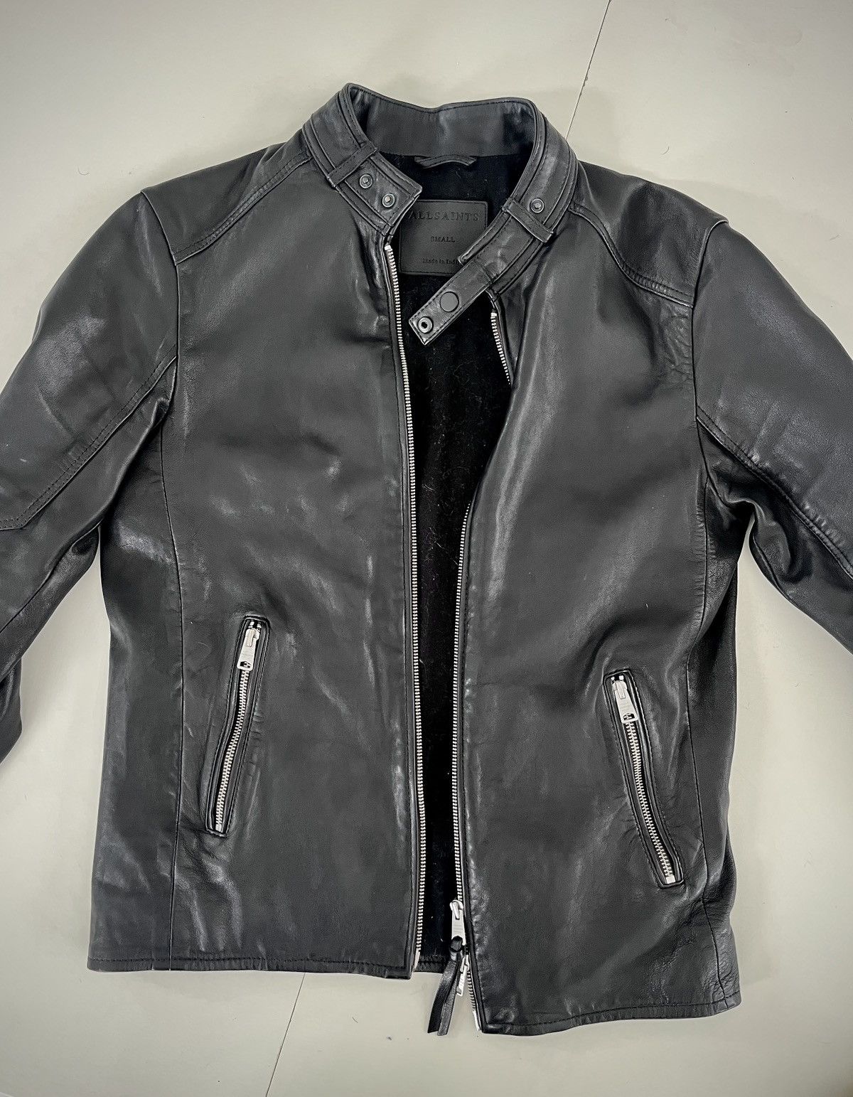 Allsaints Classic Leather Bomber Style MC Jacket Size US S / EU 44-46 / 1 - 2 Thumbnail