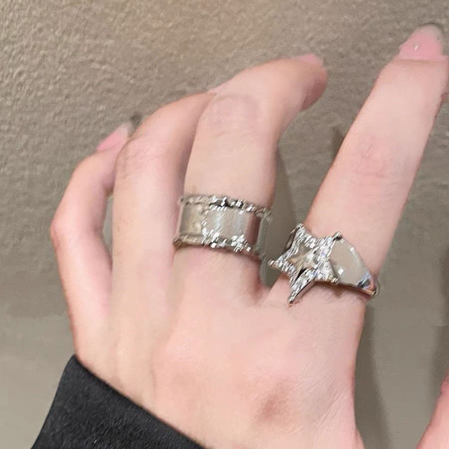 Jewelry Star Punk Jewelry Rings Open Size Chrome Ring (Size 7-13) Size ONE SIZE - 2 Thumbnail