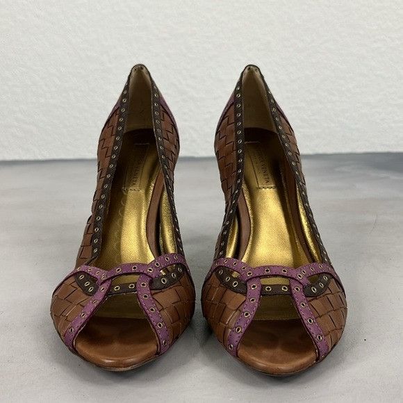 Bottega Veneta Bottega Veneta Intrecciato Woven Grommet Peep Toe Stacked He Size US 8 / IT 38 - 3 Thumbnail
