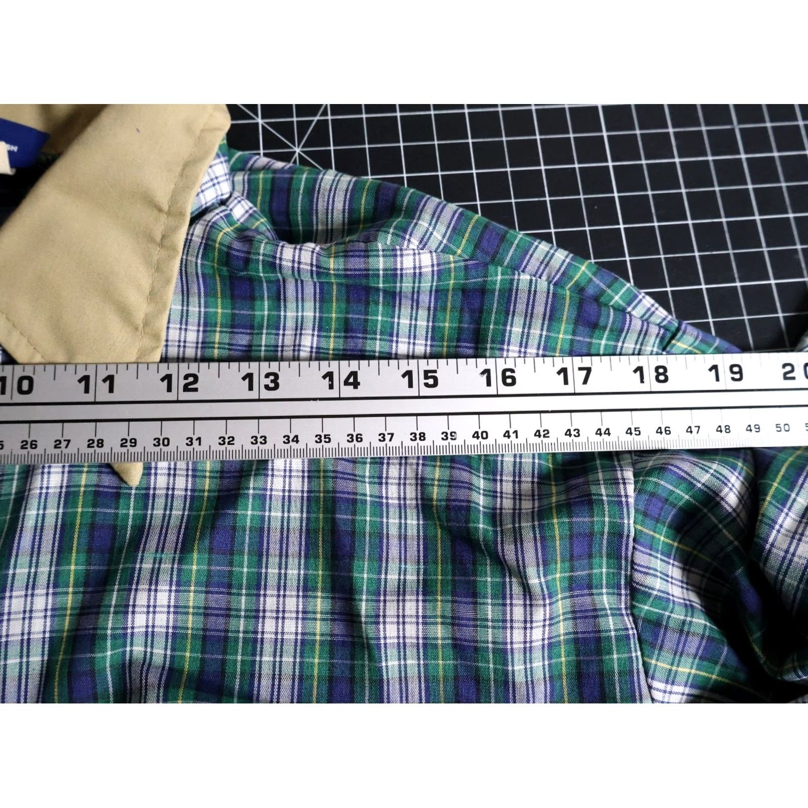 Sears VINTAGE Sears Perma-Prest Shirt Men's Large Green Plaid Contrast Collar Cotton Blend Button-Up Casual Workwear 80s Grunge Mens Size US L / EU 52-54 / 3 - 7 Thumbnail