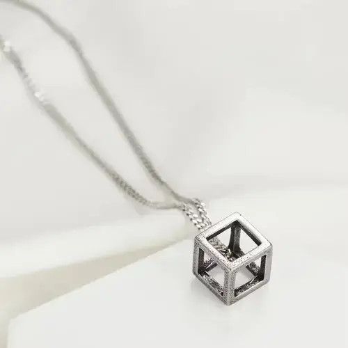 Jewelry Hollow Cube Pendant Necklaces 🔥🔥🔥 Size ONE SIZE - 1 Thumbnail