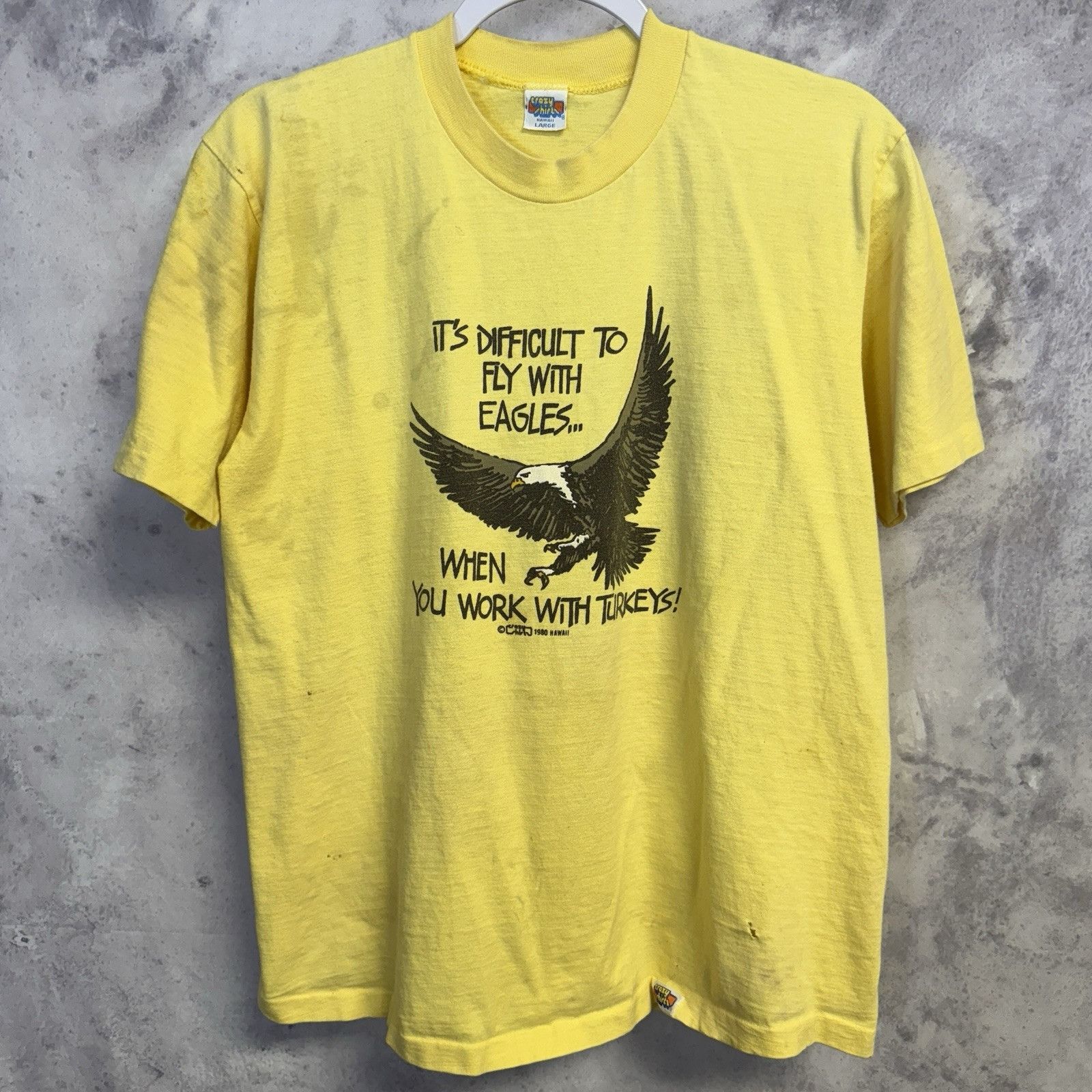 Vintage Vintage 80s Crazy Shirts T Shirt Mens Large Yellow Eagle Tur Size US L / EU 52-54 / 3 - 2 Thumbnail