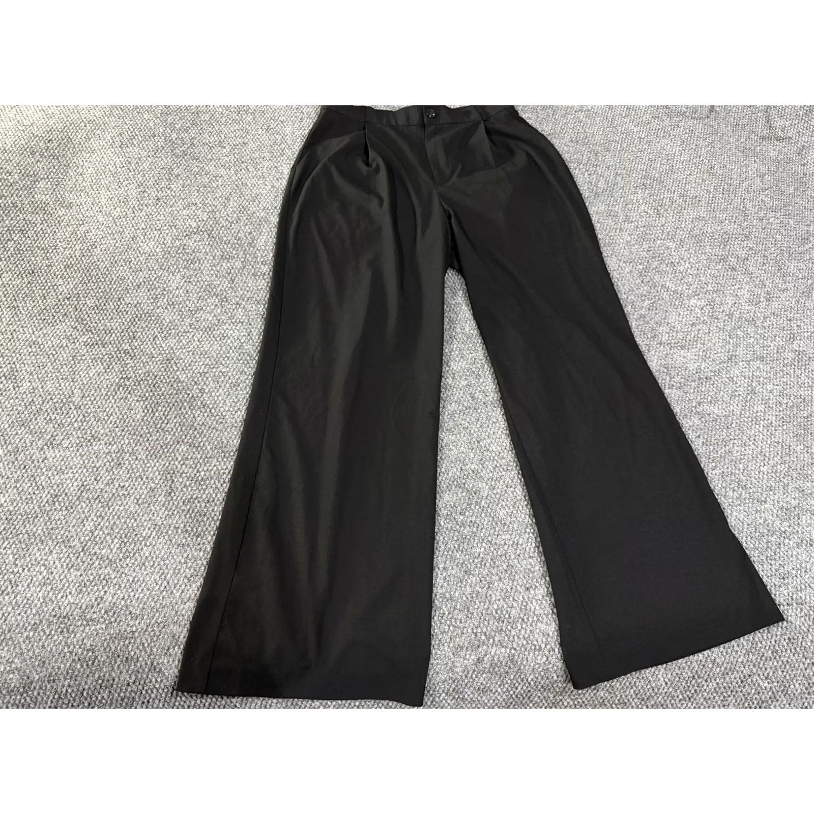 Zara Zara Pants Womens XL Black Pleated Wide Leg Cropped Dress Trousers Stretch Twill Dress Pants Pockets Relaxed Front Zip Front Pleats Size 40" / US 18 - 3 Thumbnail