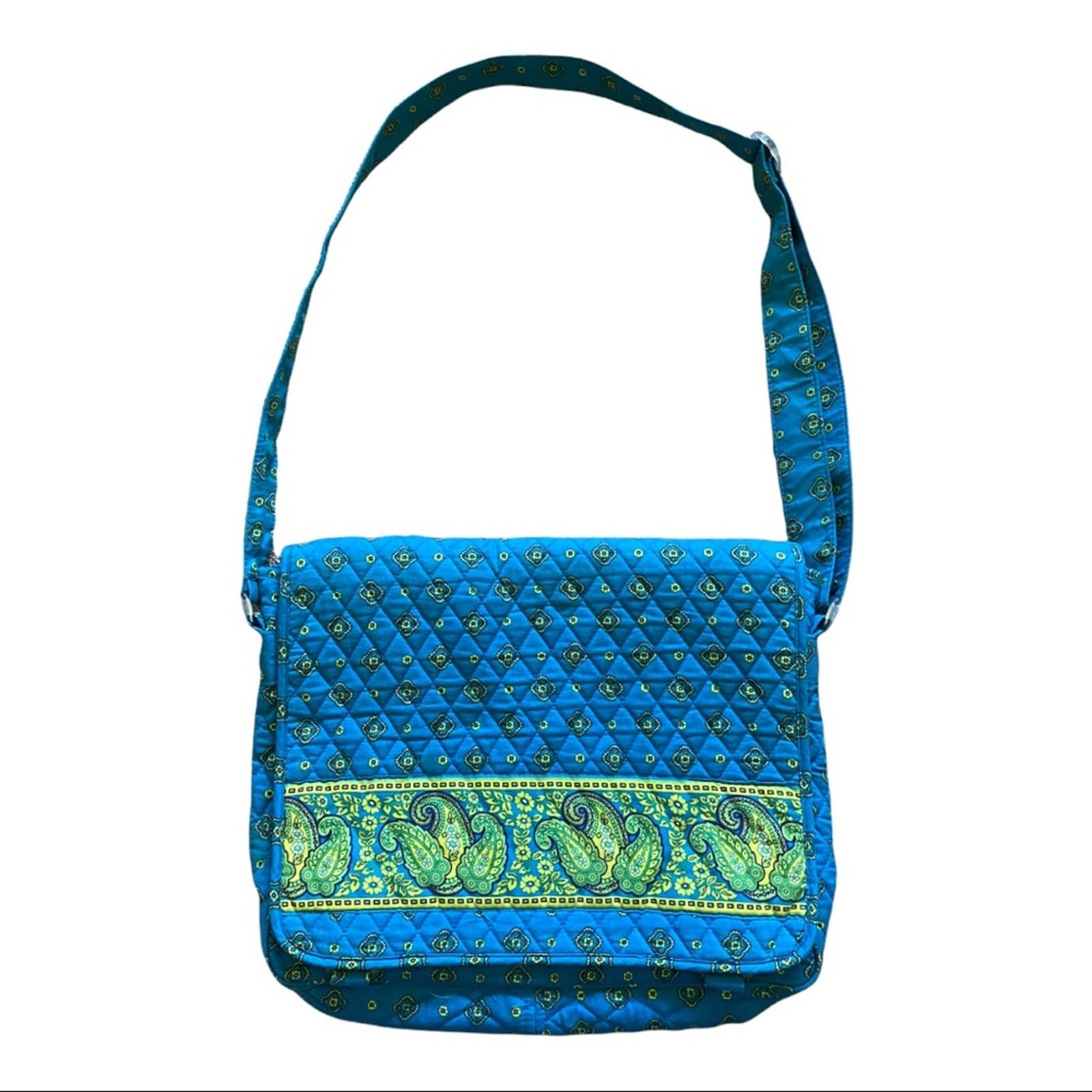 Victoria Hill Paisley Quilted Laptop Messenger Bag in Blue, Women's