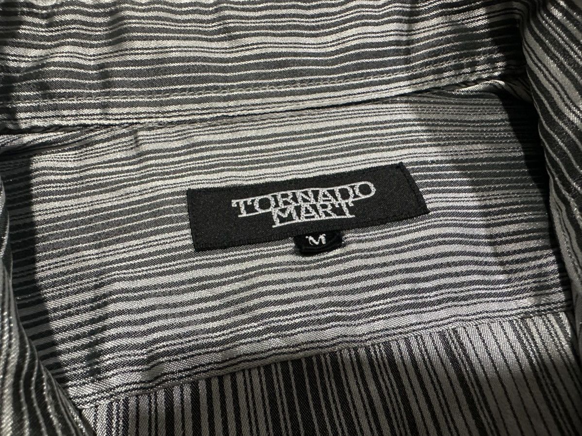 5351 POUR LES HOMMES 🔥Y2K Tornado Mart Shirt Striped Metallic Silver Steampunk Size US M / EU 48-50 / 2 - 12 Thumbnail