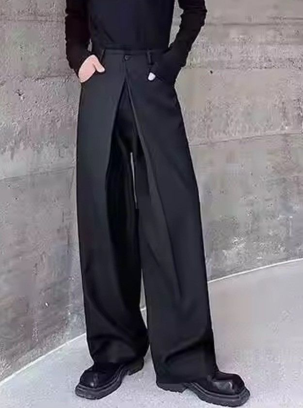 Japanese Brand Black High Waist Straight Wide Leg Pleated Pants / Trousers Size US 32 / EU 48 - 6 Thumbnail
