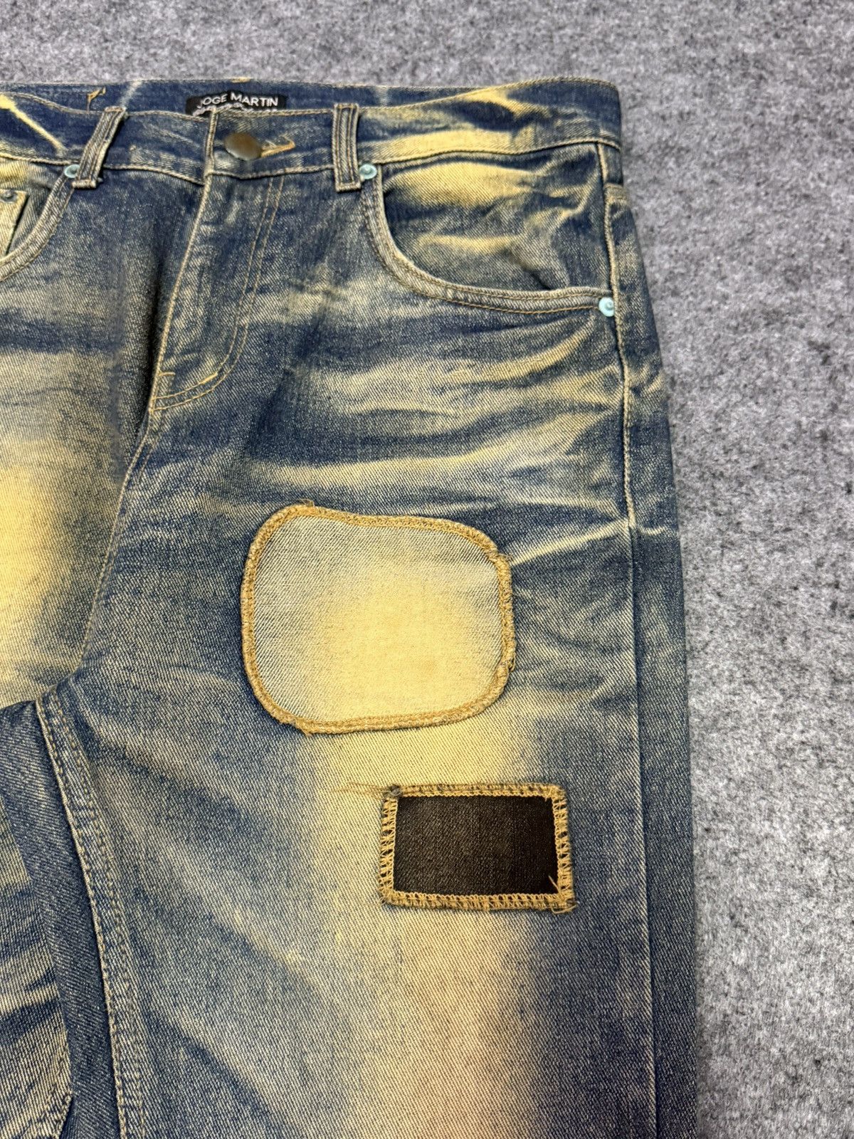 Japanese Brand Joge Martin Japan Mud Wash Rusty Patchwork Tapered Jeans Size US 31 - 9 Thumbnail