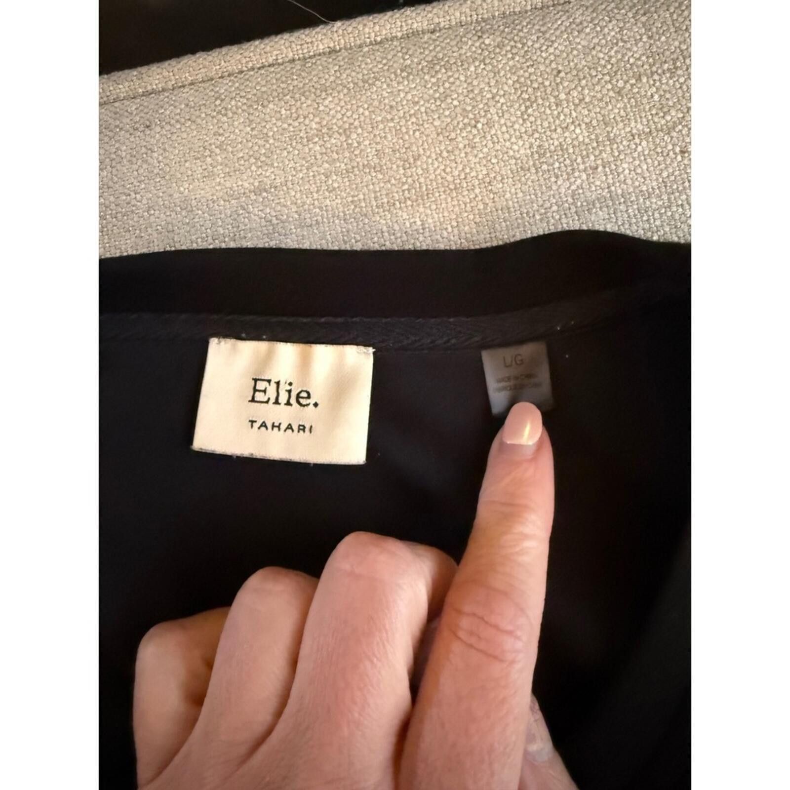 Elie Tahari Elie Tahari Black Short Sleeve Drawstring Waist Mini Dress L Size L / US 10 / IT 46 - 7 Thumbnail