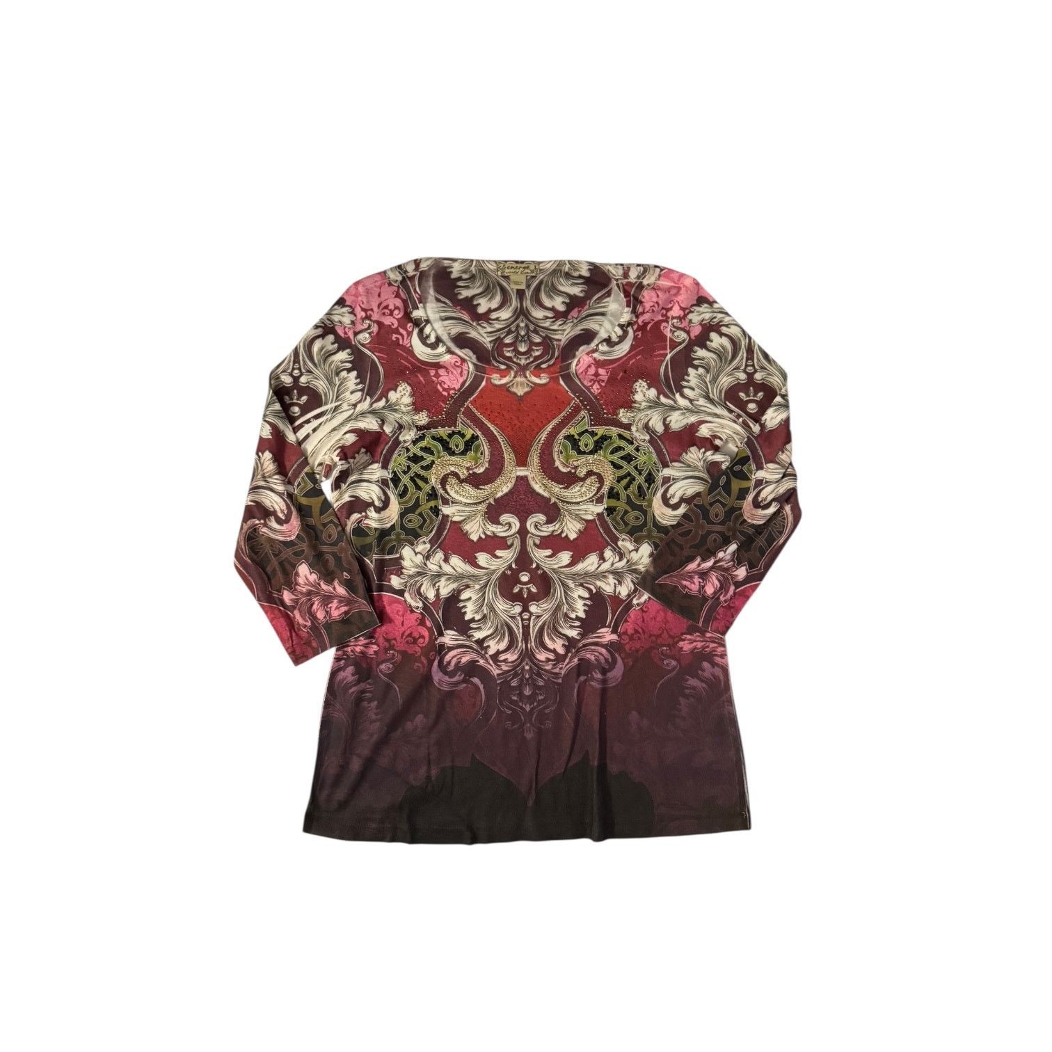 Other Energy World Wear Flowery Sparkly Stoned Top Large Size L / US 10 / IT 46 - 1 Thumbnail