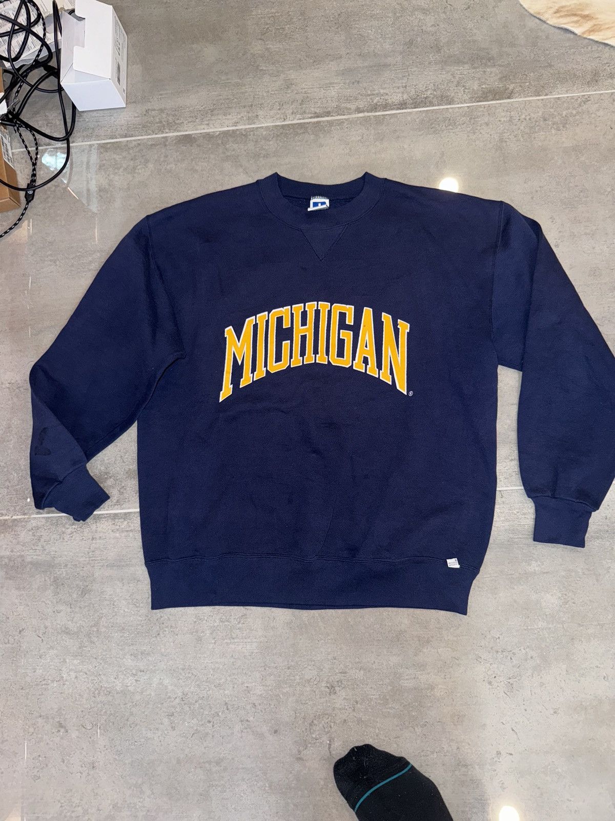 image of Russell Athletic Vintage Nike Champion Michigan Hoodie 90’S in Blue, Men's (Size XL)