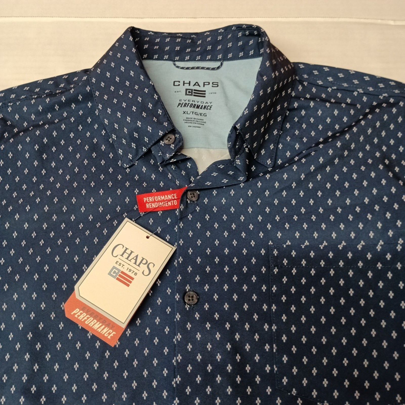 Chaps Chaps Everyday Performance Shirt Men's Size XL Ink Blue Size US XL / EU 56 / 4 - 2 Thumbnail