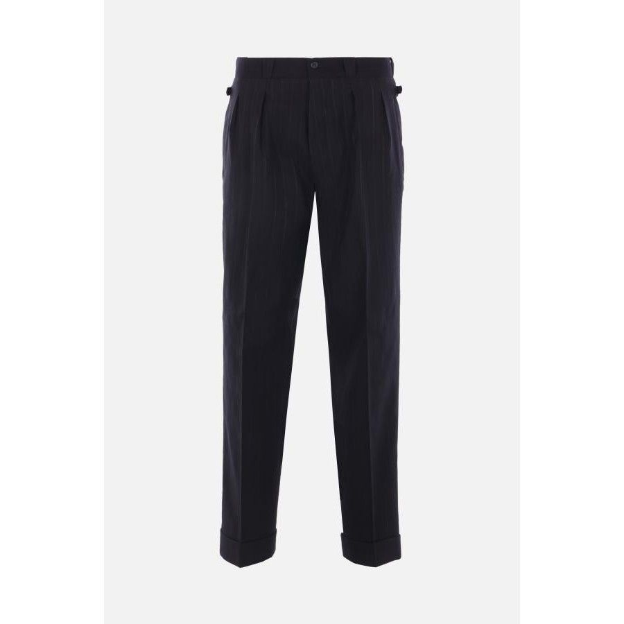Prada PRADA Black Pinstriped Wool Blend Trousers New & Authentic ( Size US 34 / EU 50 - 1 Thumbnail
