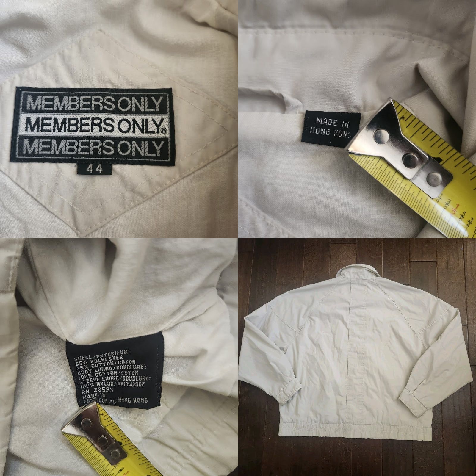 Members Only Members Only Mens Bomber Jacket Size 44 Large Ivory Cream USA Vintage No Stains | Jacket | Polyester | Mens Size US S / EU 44-46 / 1 - 11 Thumbnail