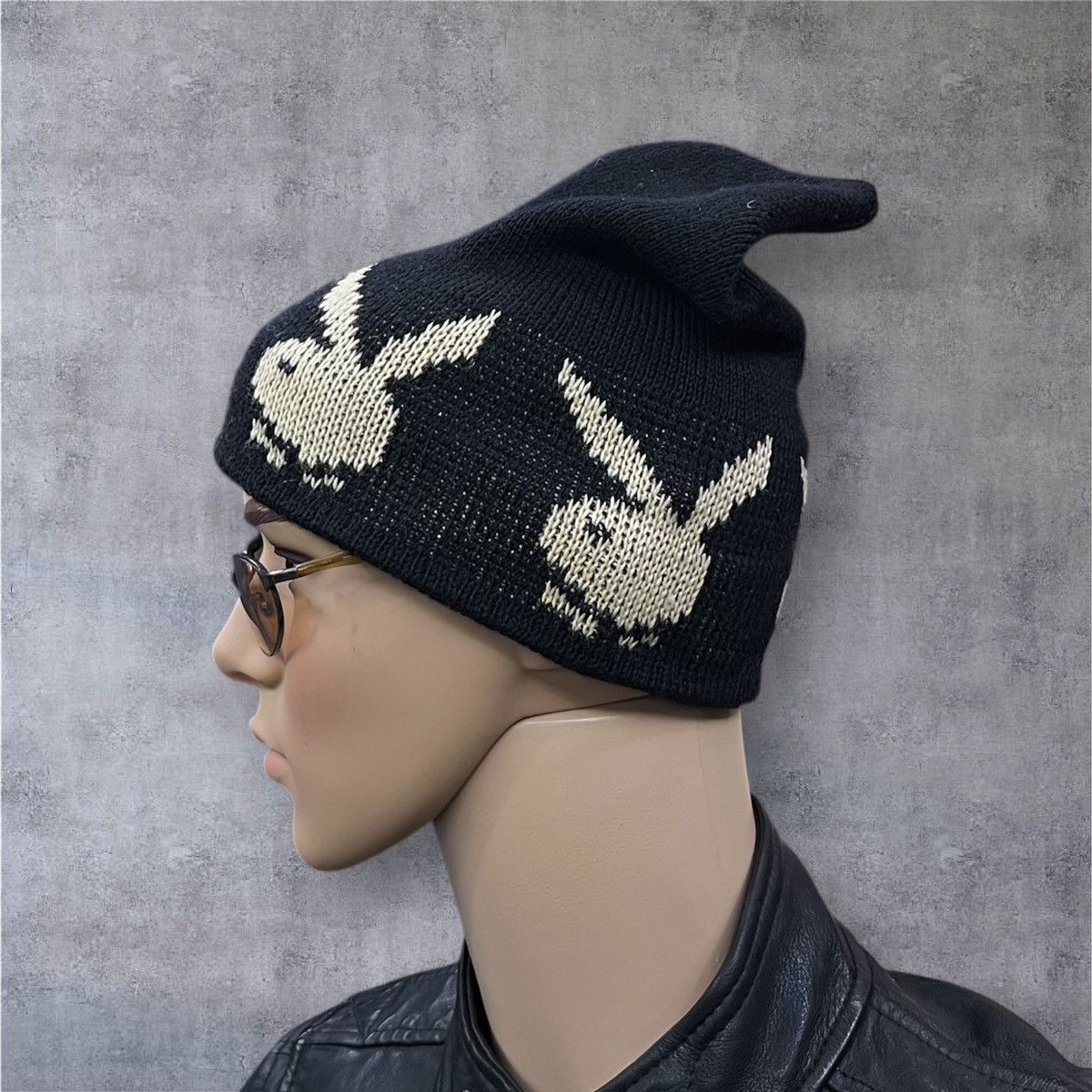 Vintage 80s Hand made BOYA Playboy Bunny Knit Beanie Rare