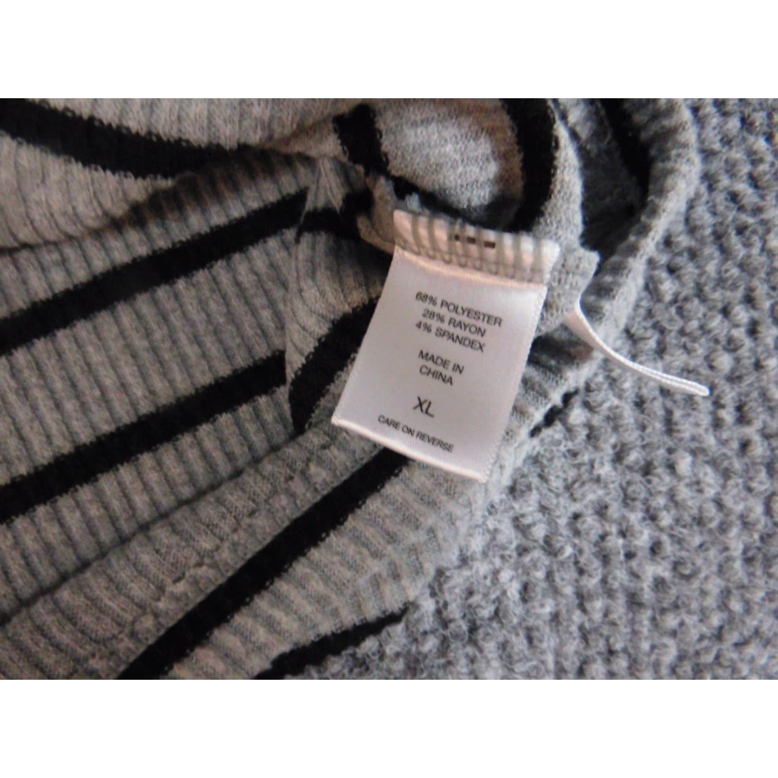 Vintage SOHO Womens Sweater XL Gray Striped Crew Neck 3/4 Sleeve Knit Pullover Stretch Modern Casual Mens Womens Boys Girls Size XL / US 12-14 / IT 48-50 - 6 Thumbnail
