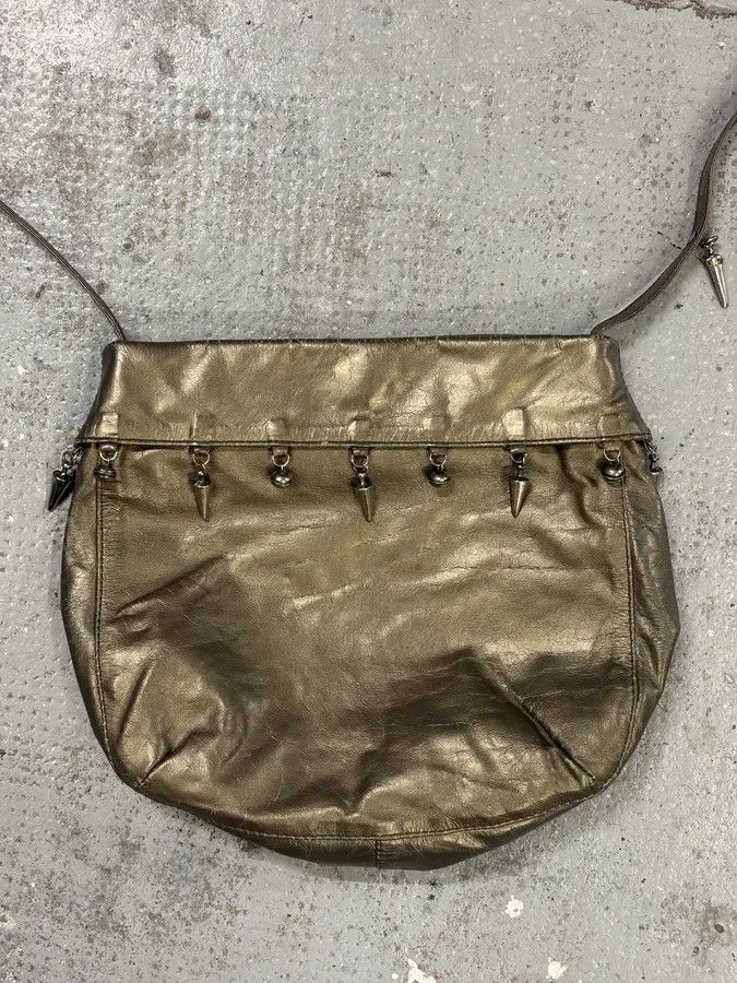 Prada Prada Gold Leather Studded Shoulder Bag Size ONE SIZE - 5 Thumbnail