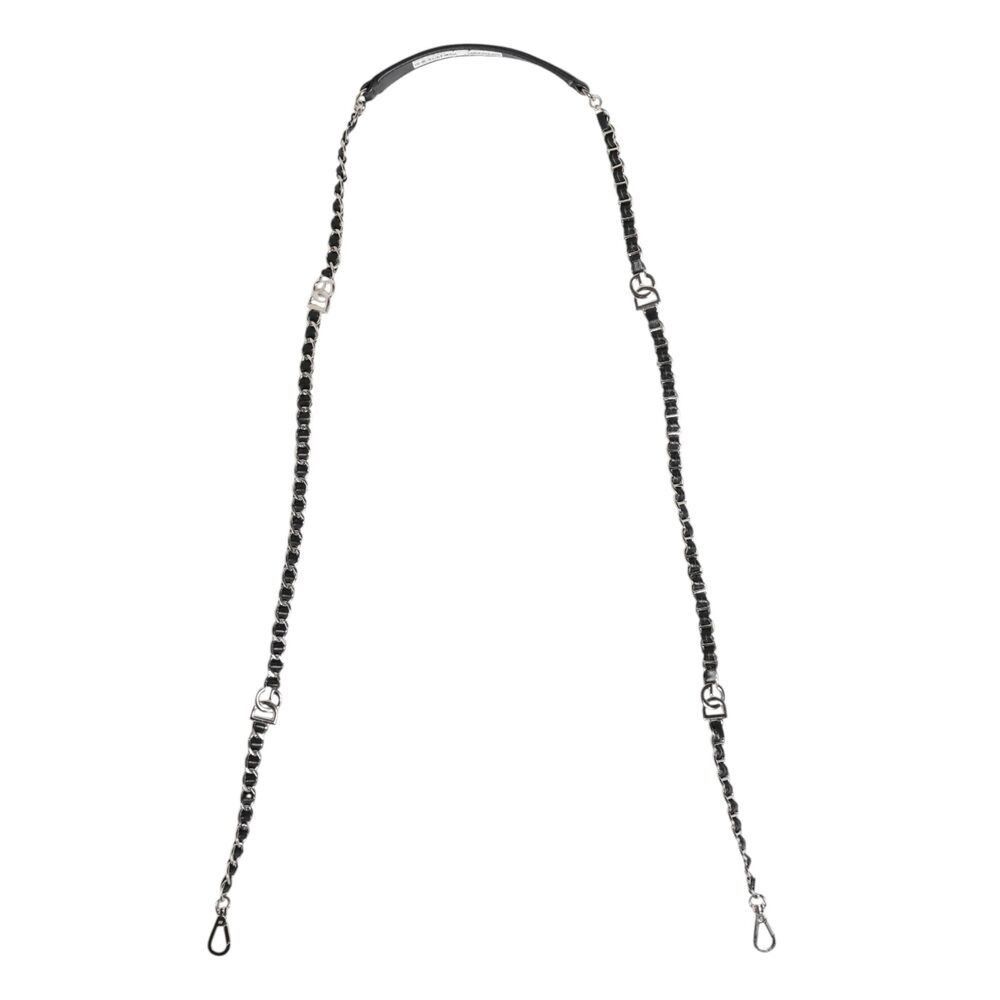 Dolce & Gabbana Dolce & Gabbana Black Leather DG Logo Chain Bag Shoulder Str Size ONE SIZE - 2 Thumbnail