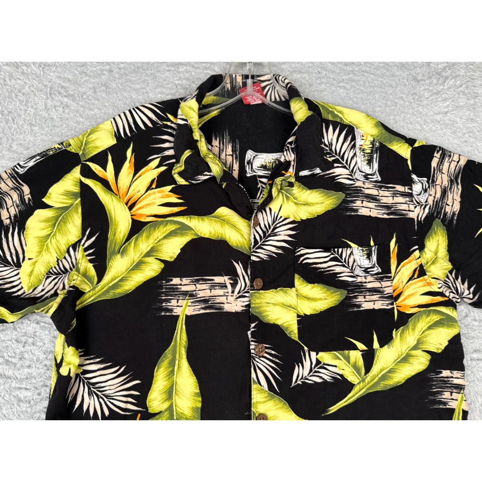 Vintage Junction West Shirt Men Medium Black Floral Button Hawaiian Cocktails Rayon Size US M / EU 48-50 / 2 - 4 Thumbnail