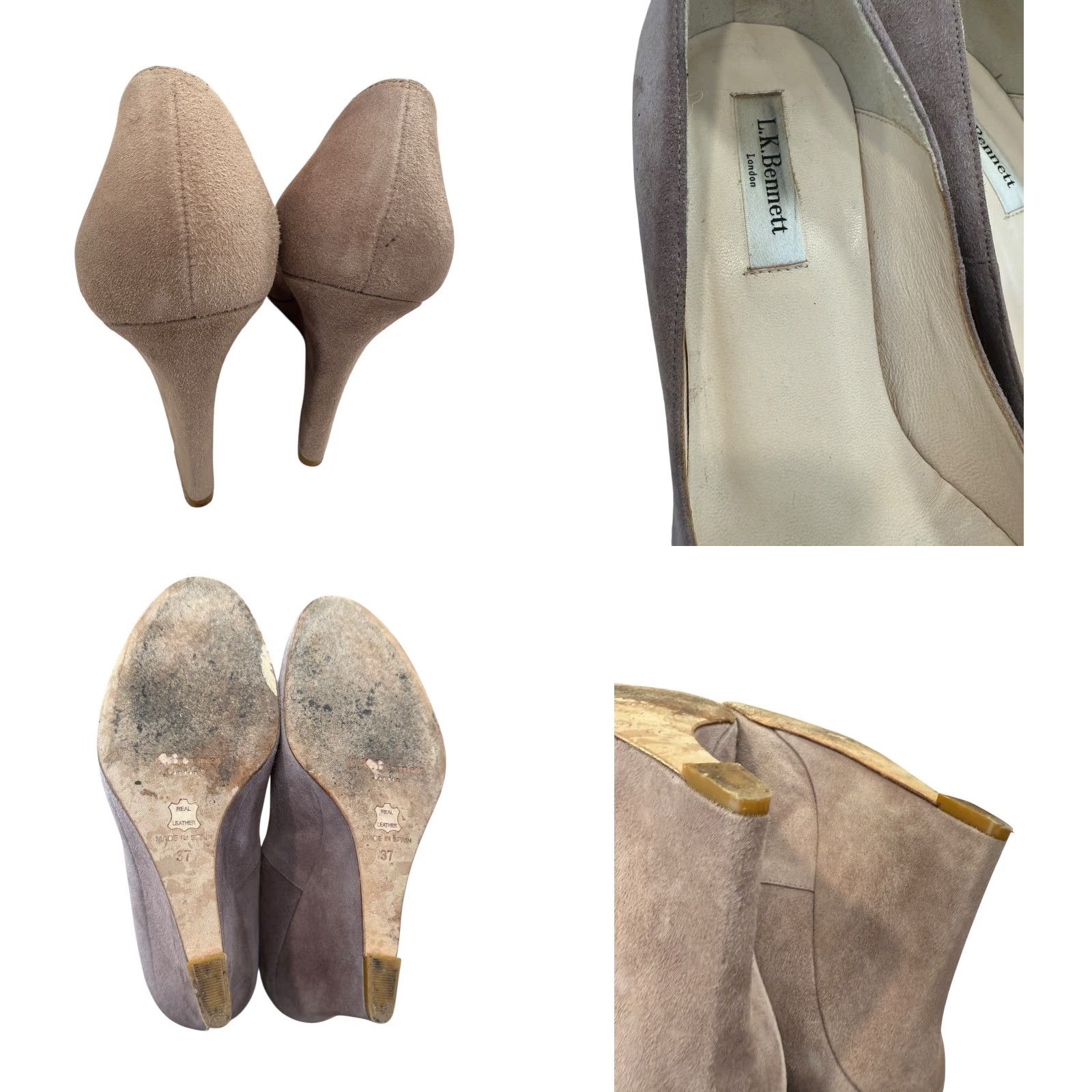 Vintage L.K. Bennett Taupe Suede Wedge Heels Size 7 US Wedges Dressy Wedding Business Shoes Women M Heel Vintage No Brides/Wedding Theme Size M / US 6-8 / IT 42-44 - 9 Thumbnail