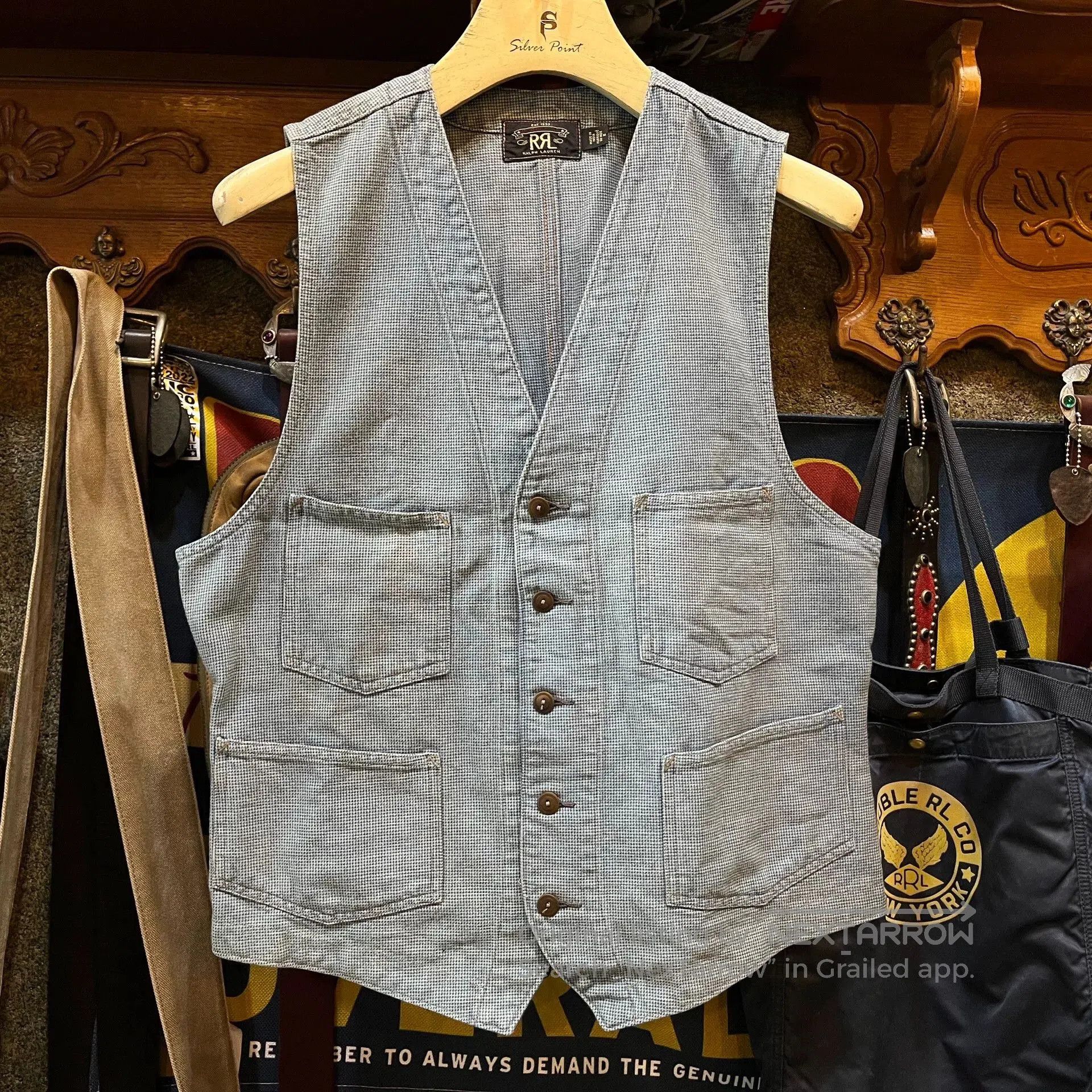 RRL Ralph Lauren RRL Blue Houndstooth Vest. Size US M / EU 48-50 / 2 - 1 Thumbnail