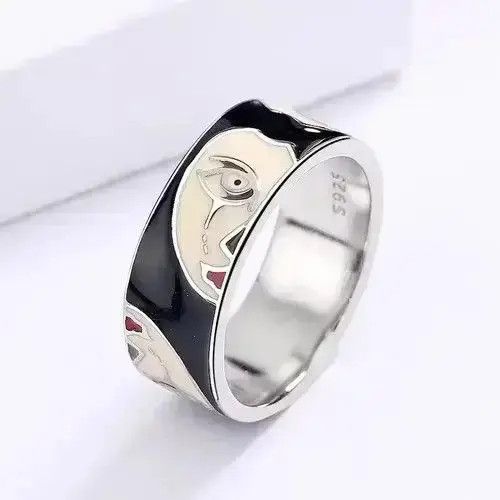 Jewelry Creative Handmade Irregular Half Face Enamel Heart Ring Size ONE SIZE - 6 Thumbnail