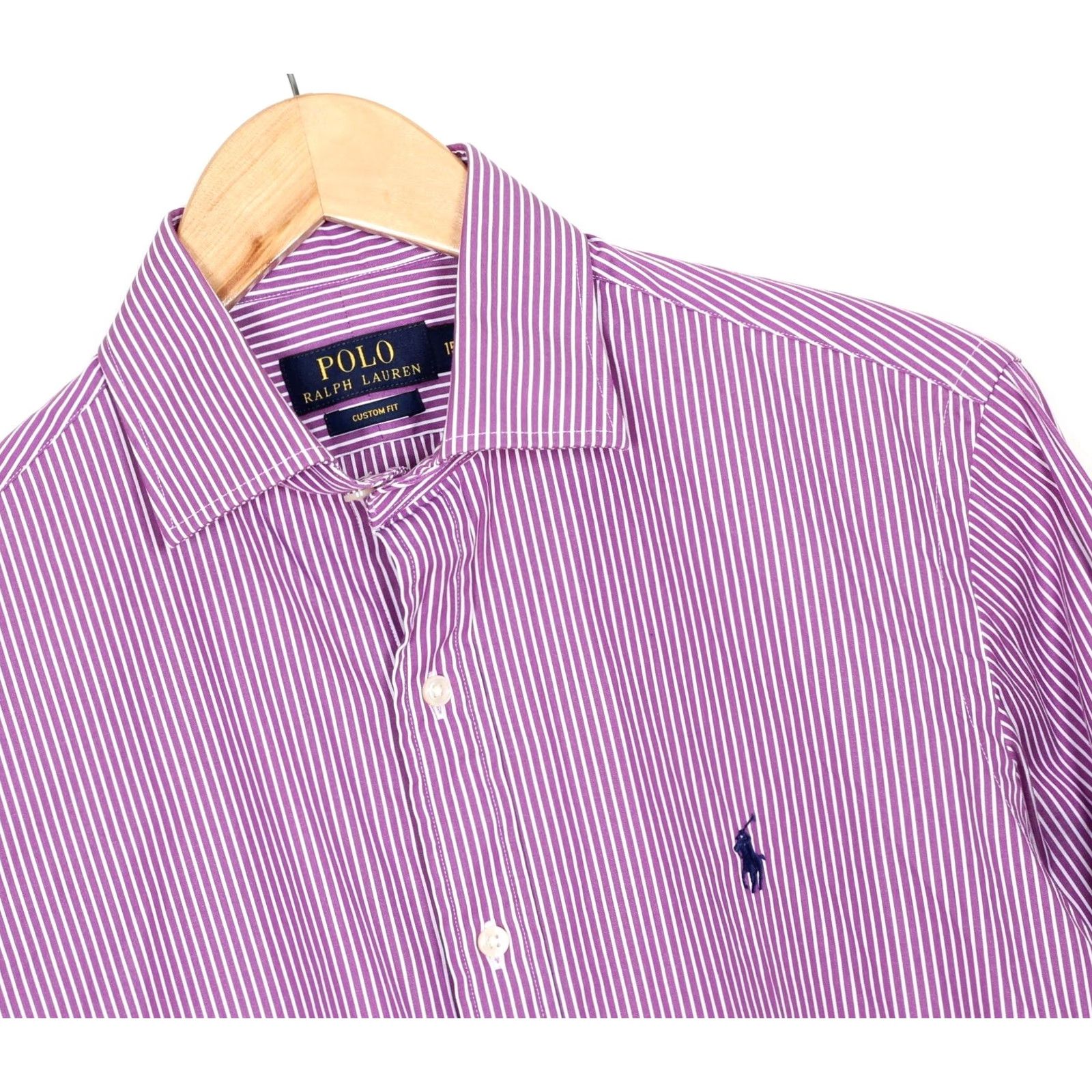 Polo Ralph Lauren VINTAGE POLO RALPH LAUREN Custom Fit Formal Shirt Men Size 15 Long Sleeve Striped VR0598 Size 40R - 2 Thumbnail