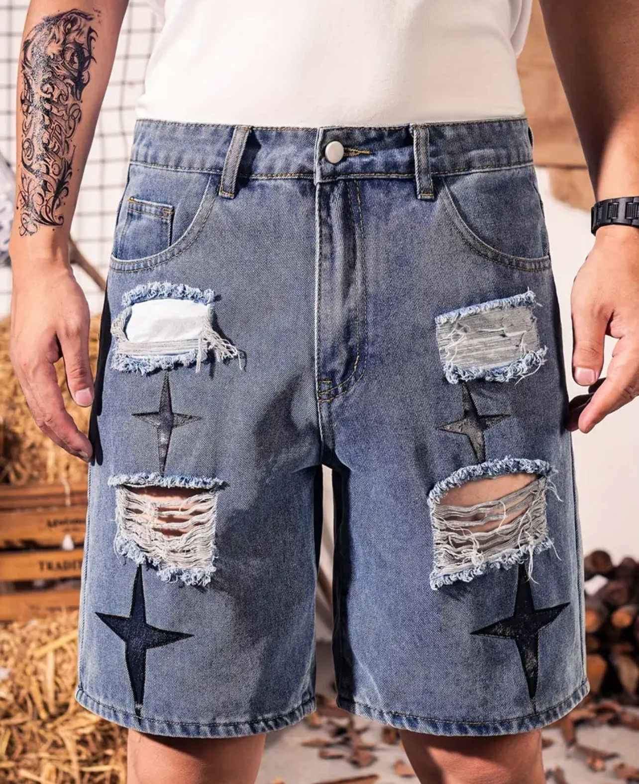 Other Ripped Denim shorts Size US 44 / EU 60 - 3 Thumbnail
