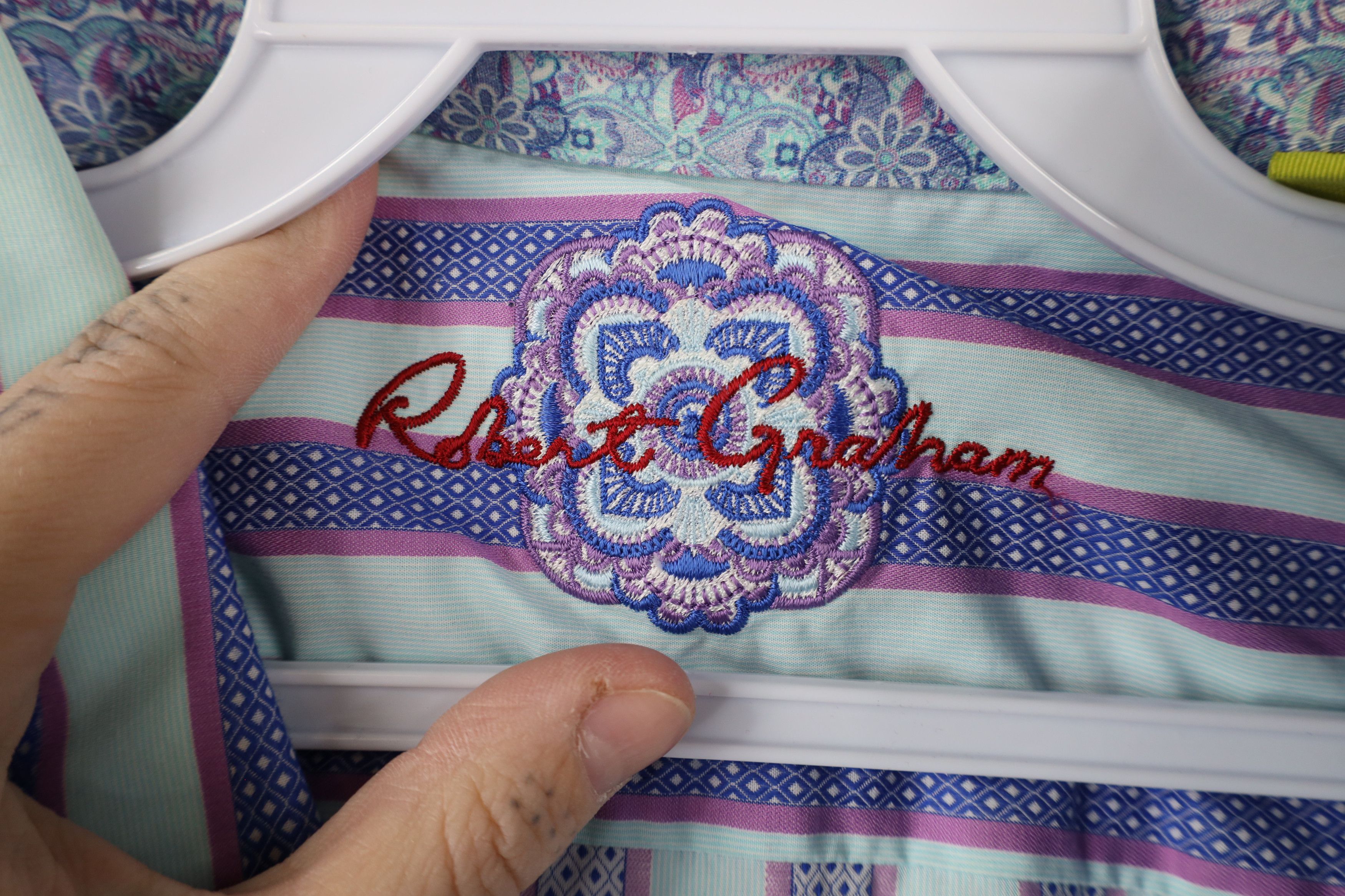 Robert Graham × Vintage Robert Graham Fit Pastel Striped Flip Cuff Button Shirt Size US XXL / EU 58 / 5 - 9 Thumbnail