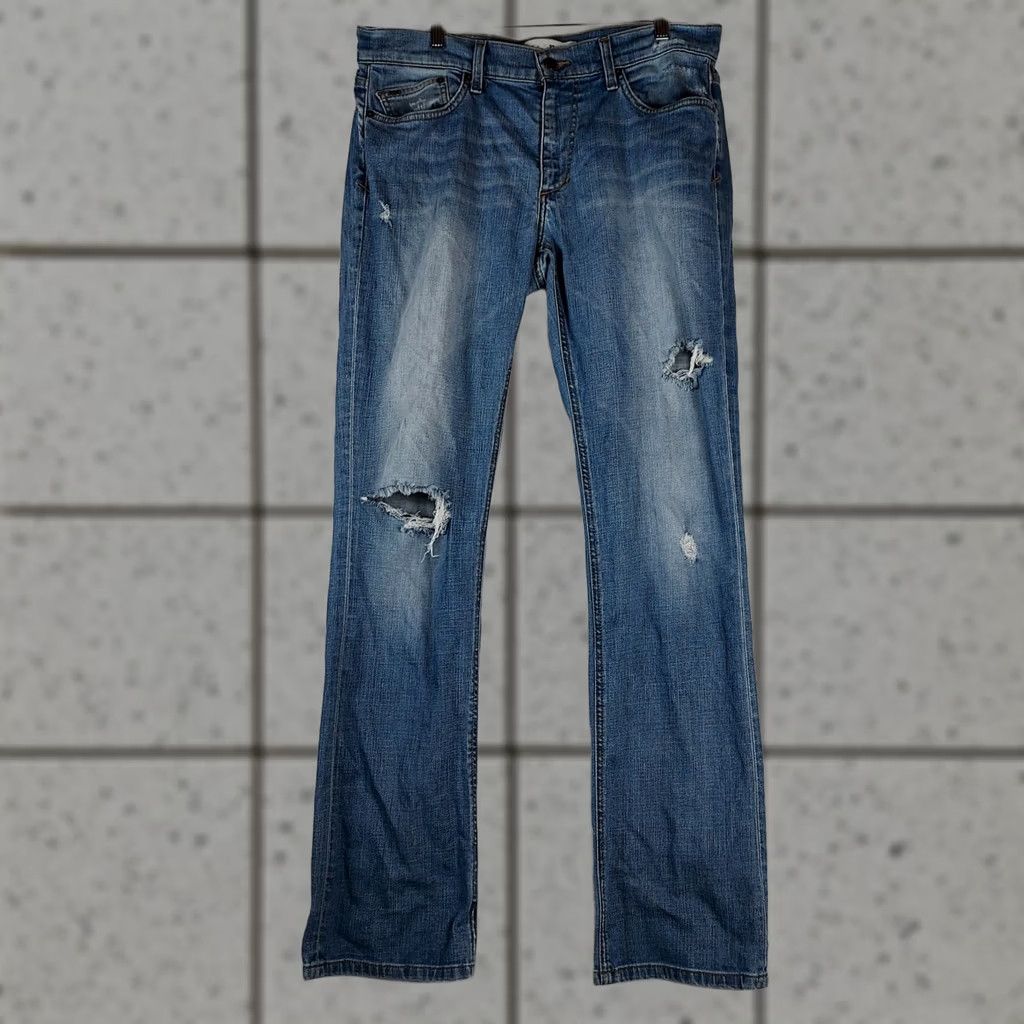 Vintage VINTAGE? No. Joe’s Jeans Mens Size 34 Rocker Fit Light Wash Distressed Stretch Denim Shirt? Size US 34 / EU 50 - 1 Thumbnail
