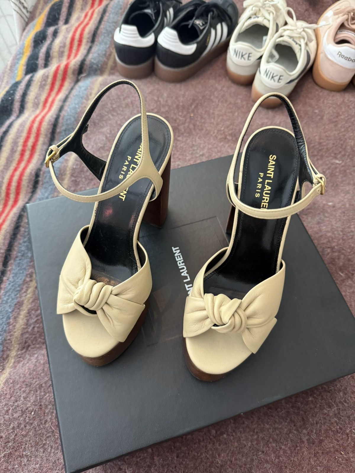 Saint Laurent Paris Saint Laurent Tan and brown leather platform sandals Size US 6 / IT 36 - 5 Thumbnail
