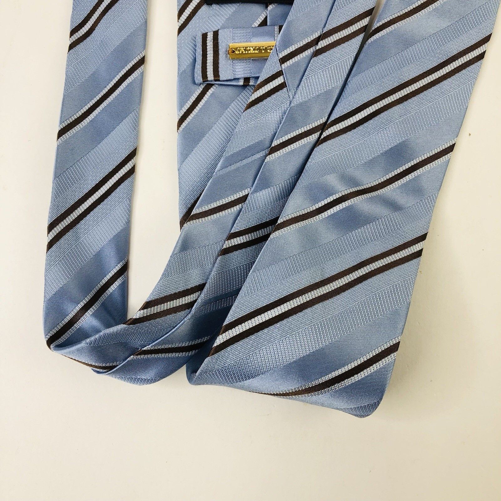 Donald Trump Donald J. Trump 100% Silk Men Tie Striped Blue Size ONE SIZE - 4 Thumbnail