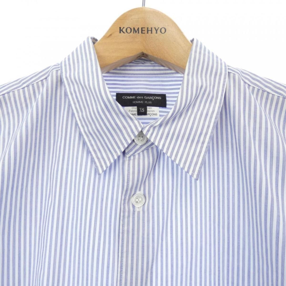 Comme des Garcons Homme Plus Shirt Stripe Cotton Chest Pocket Hem Design White Blue Size US XS / EU 42 / 0 - 3 Thumbnail